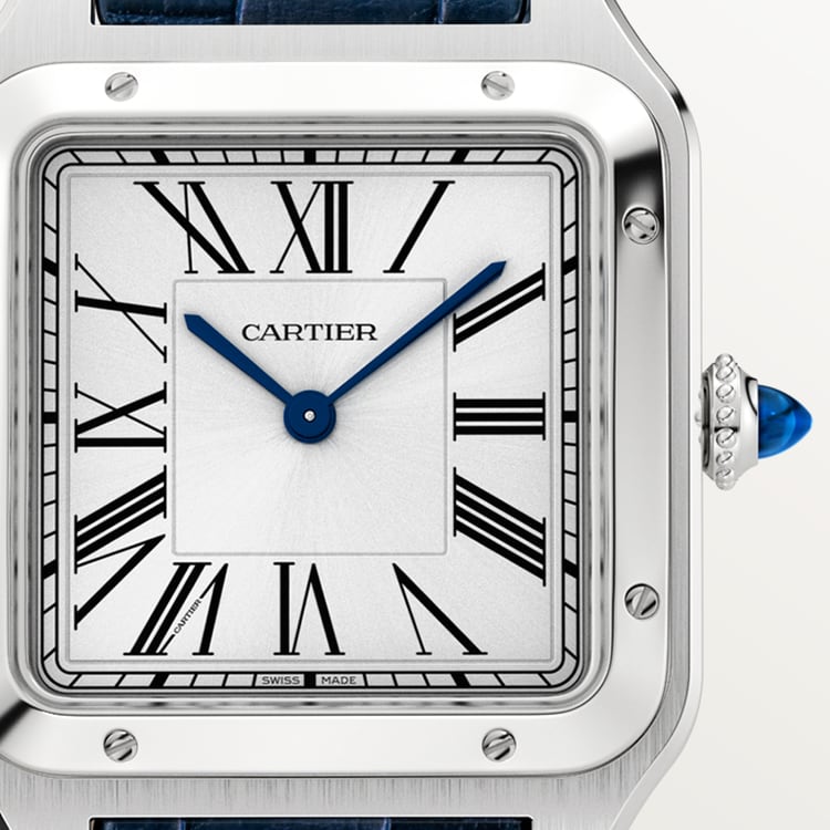 Dial view of Cartier Santos-Dumont Large Model Steel WSSA0085