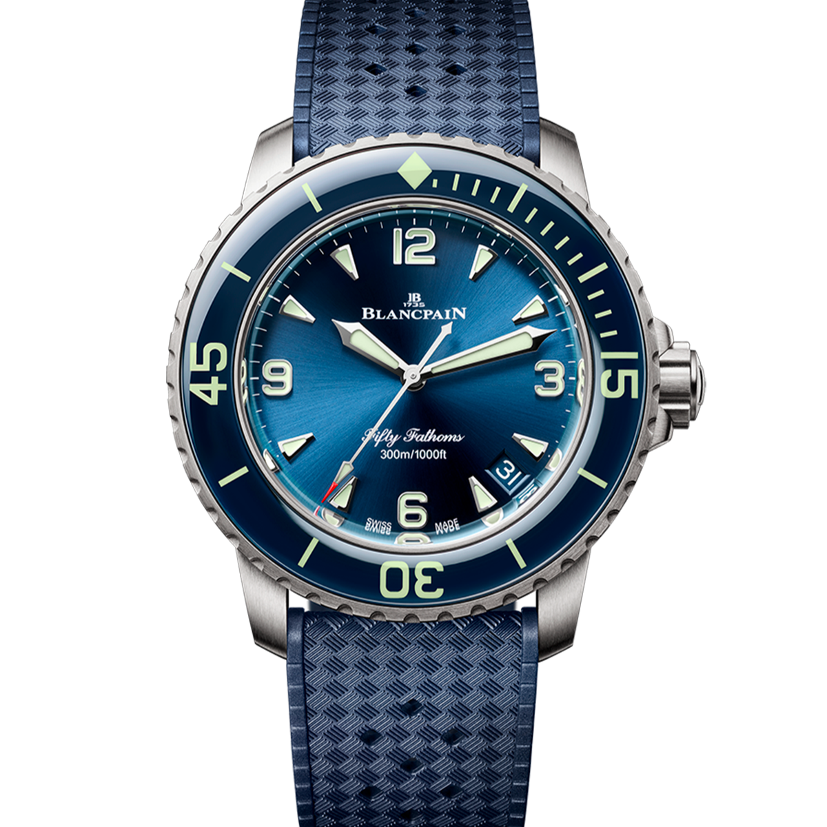Blancpain Fifty Fathoms Automatique Titanium 42mm Blue Dial rubber strap