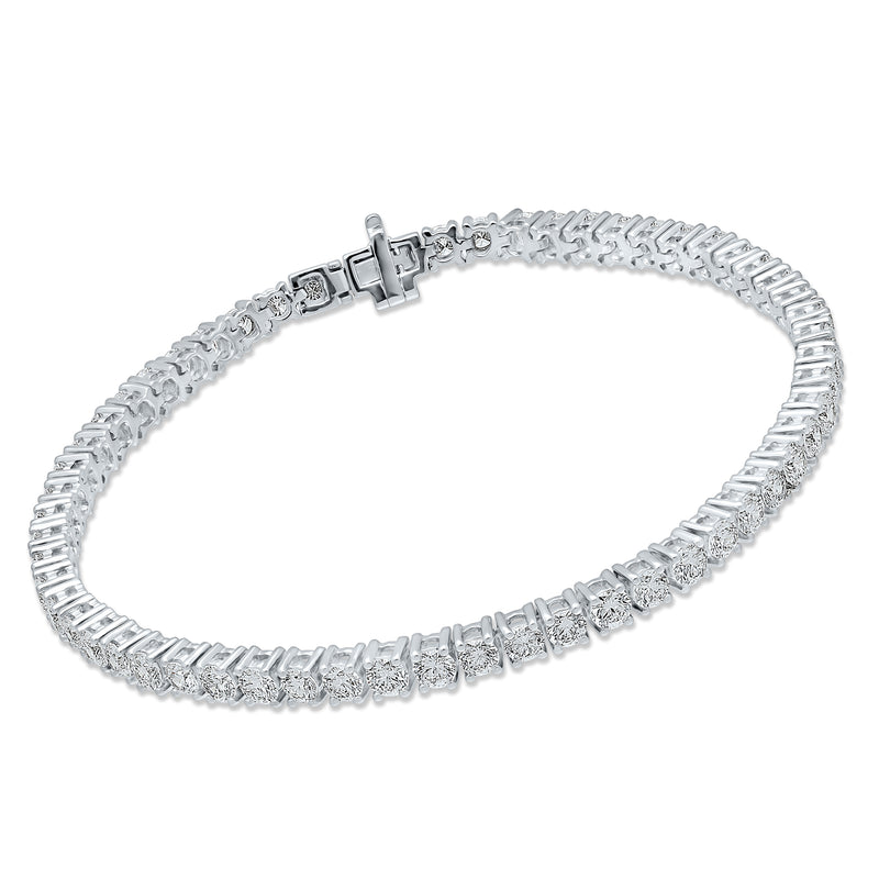 Certified Lab Grown Diamond Platinum 4 Prong Round Tennis Bracelet 5 ctw