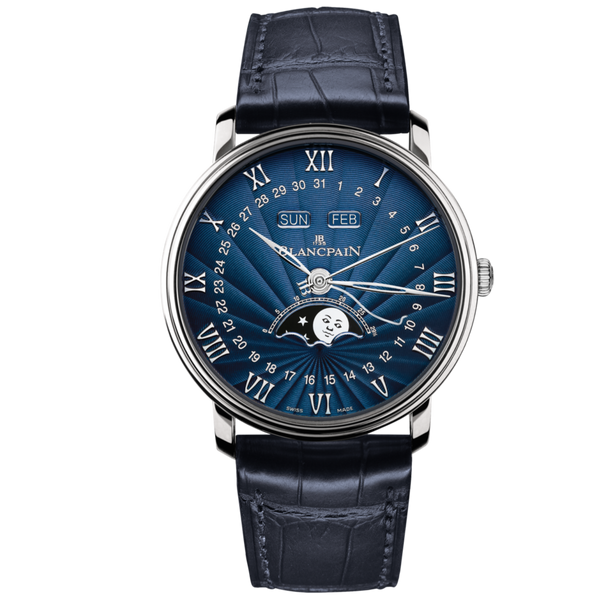 Blancpain Quantieme Complet White Gold Blue dial soldier shot