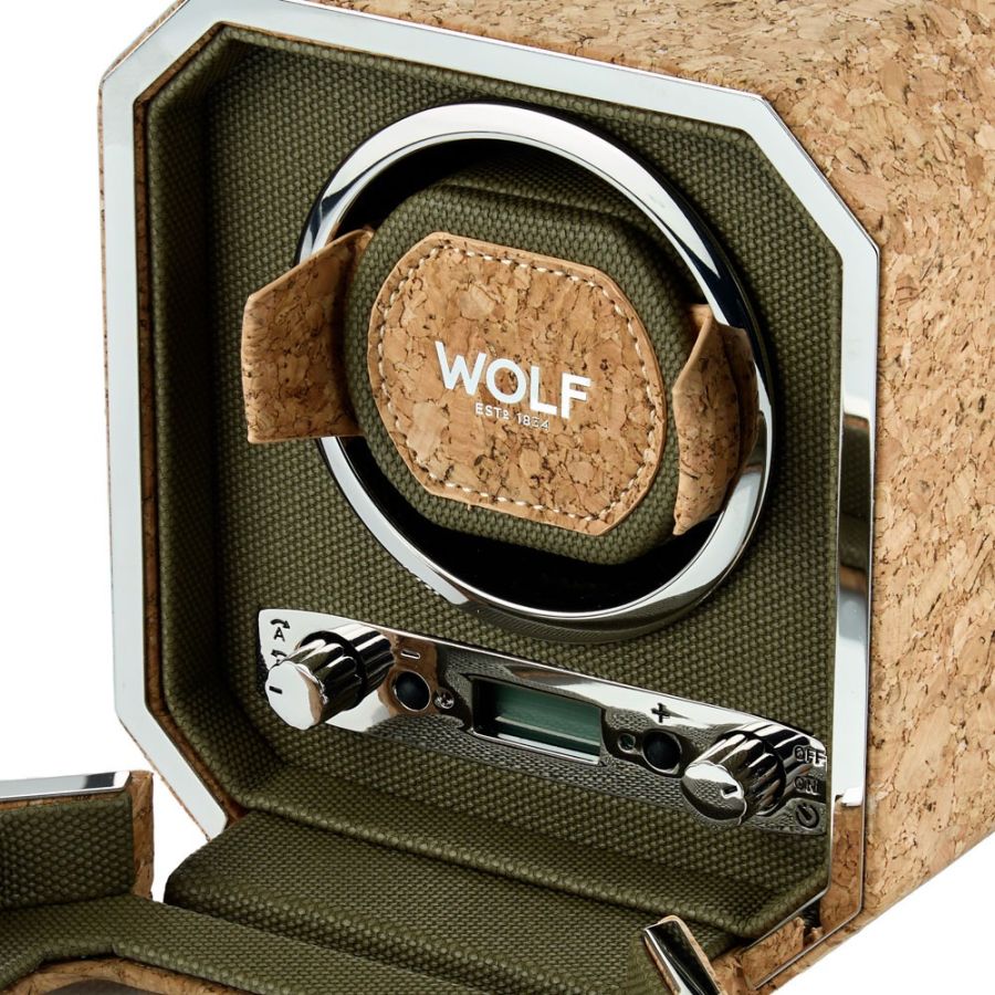 Close up View Of Wolf Cortica Single Watch Winder II Beige.