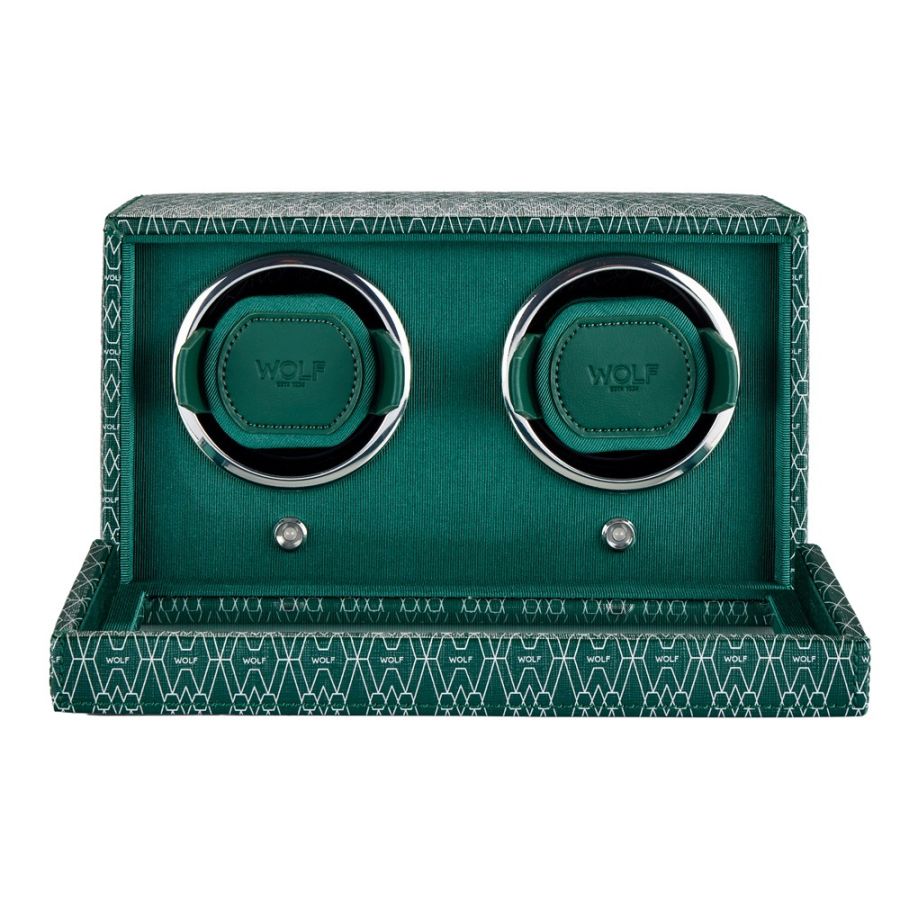 Open View of Wolf 1834 Signature Double Watch Winder 770230