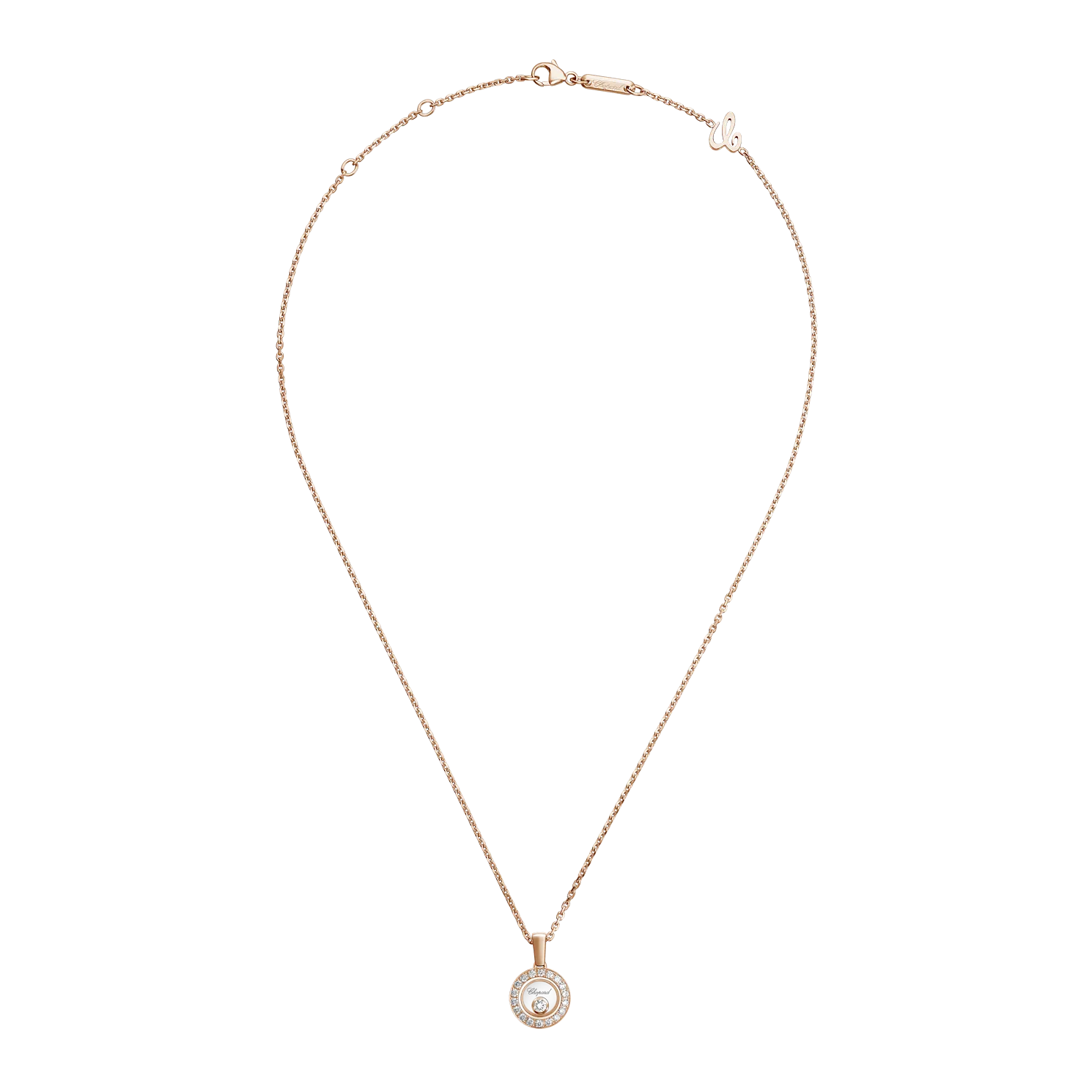 Delicate rose gold chain necklace displayed vertically against a plain white background.