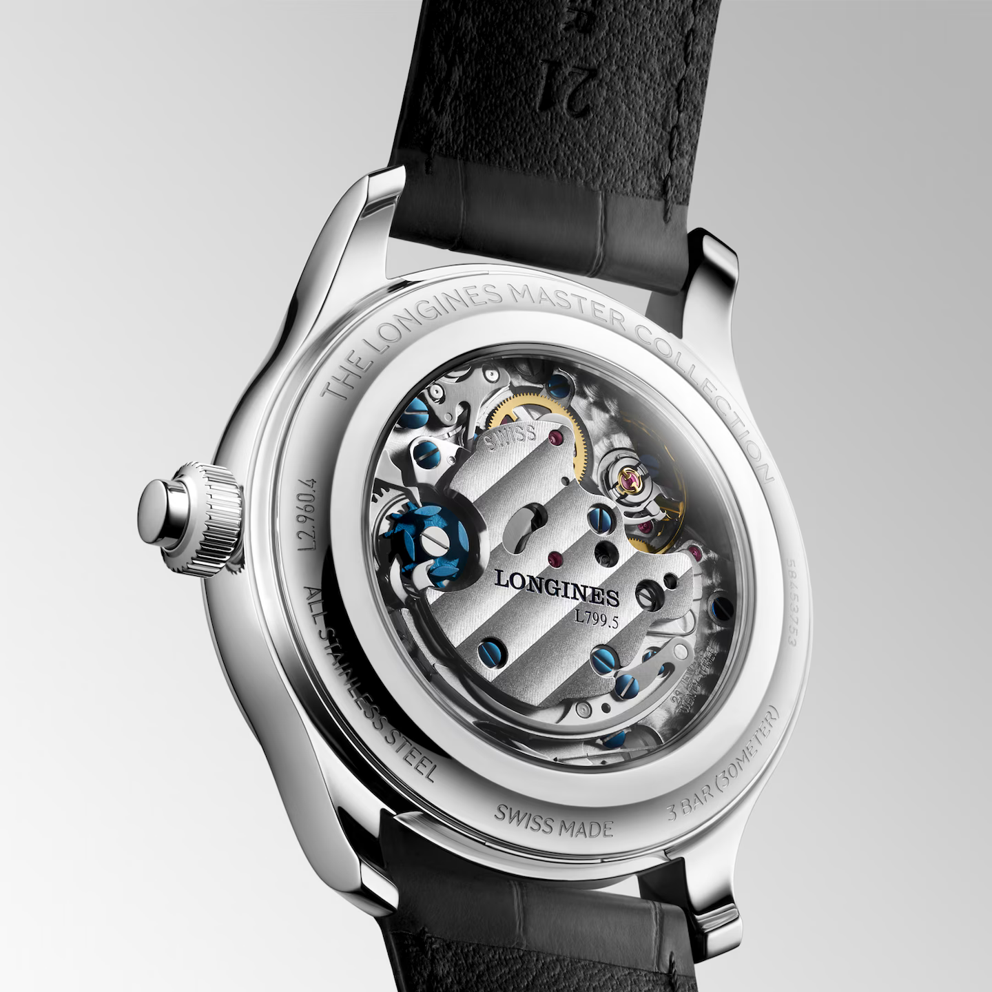 Side Back View of Longines Master Collection Chrono Monopusher Blue L29604932