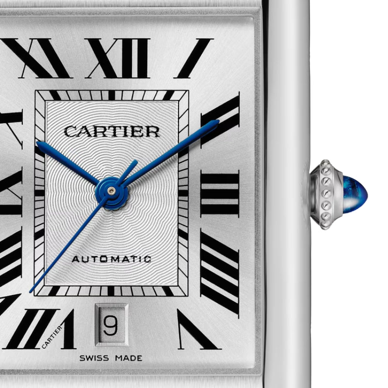 Closeup shot of white watch face and crown.