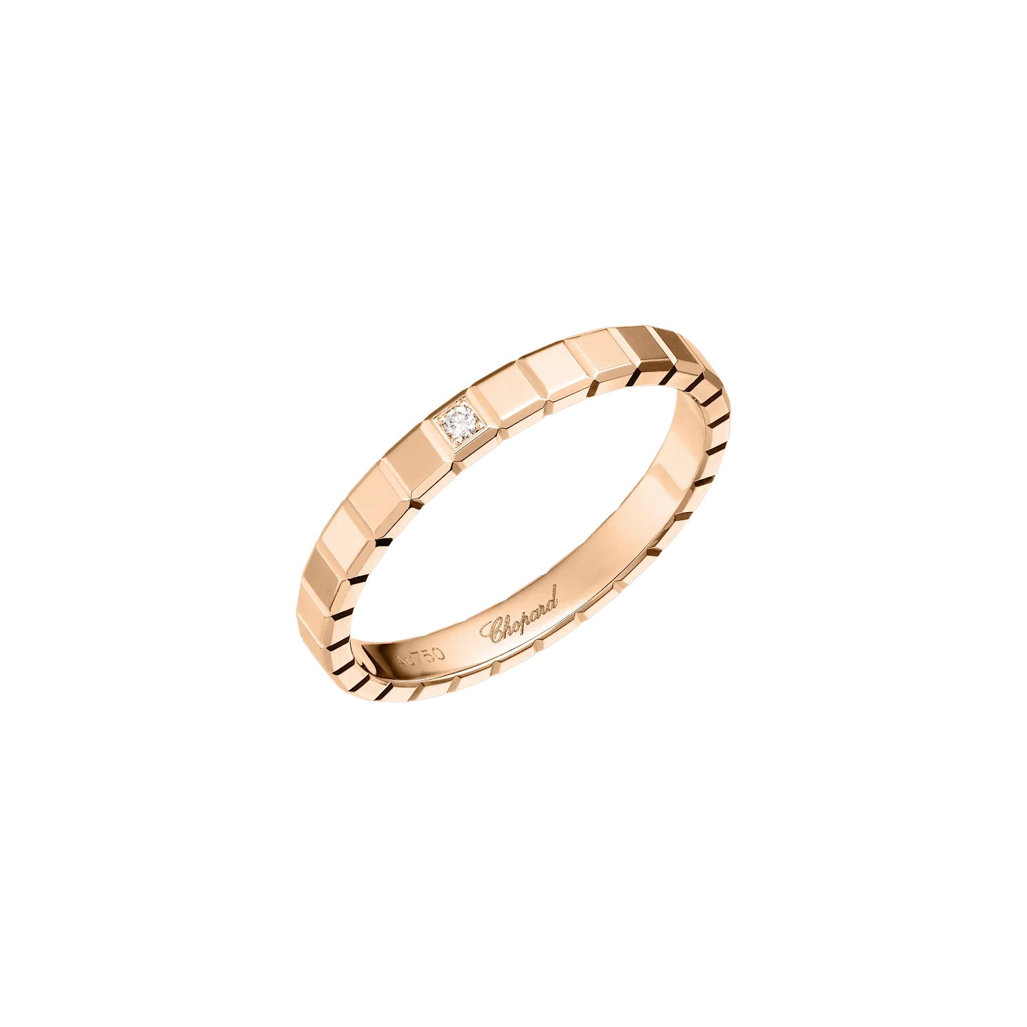 Main View of Chopard Ice Cube 1 Diamond Rose Gold Ring 827702-5228