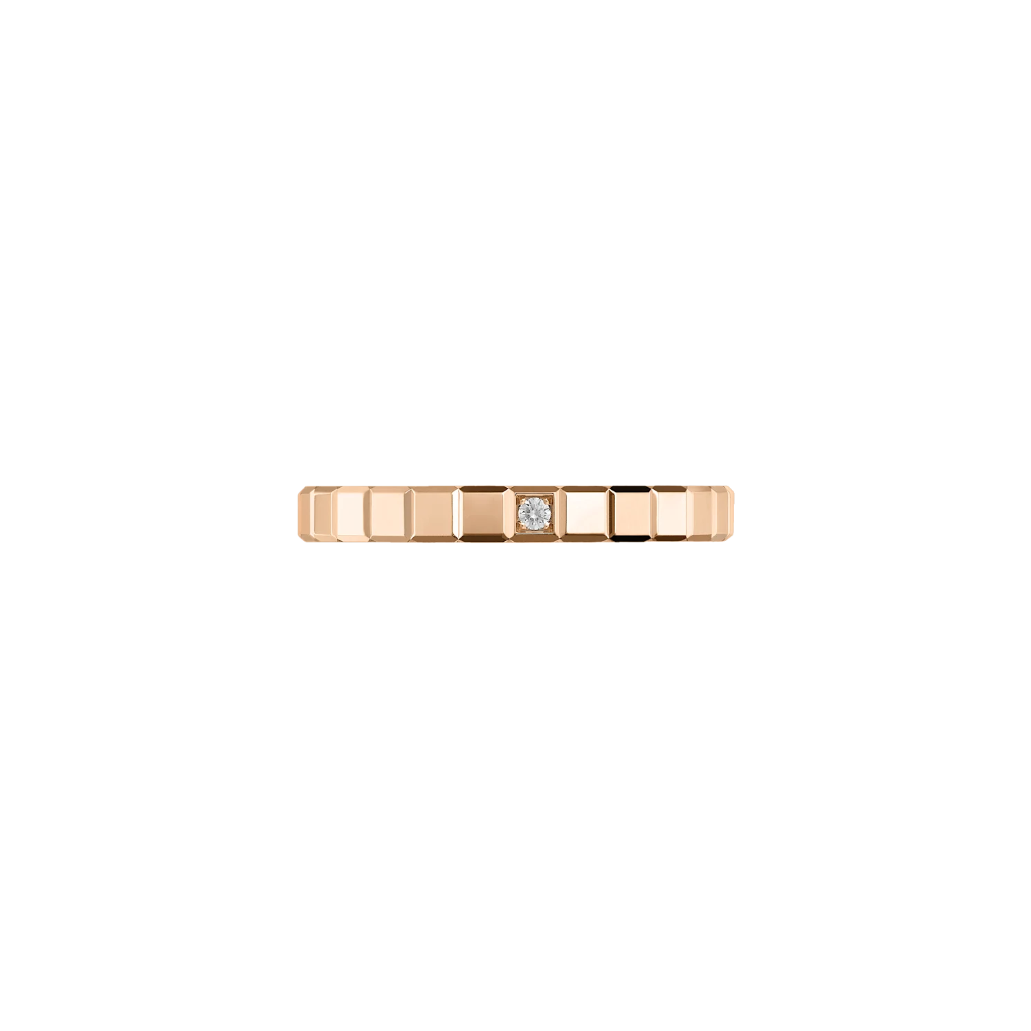 Front View of Chopard Ice Cube 1 Diamond Rose Gold Ring 827702-5228