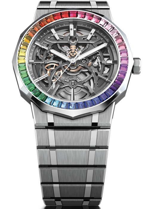 Corum Admiral 39mm Automatic Titanium Skeleton Rainbow Baguette A39.232.GZ1.1G
