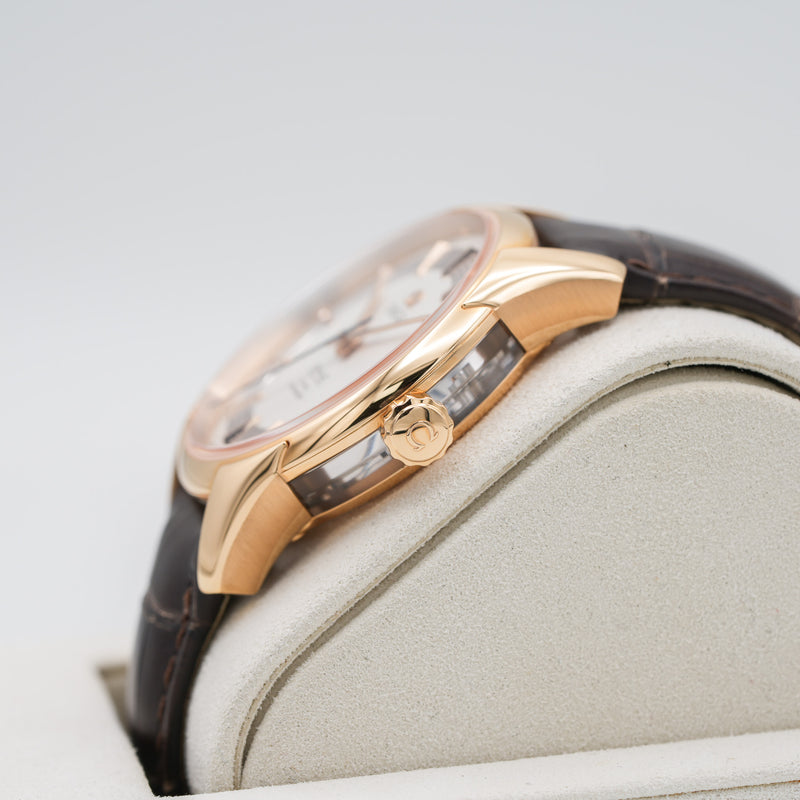 Omega De Ville Hours Vision 41 mm Red Gold On Leather Strap crown
