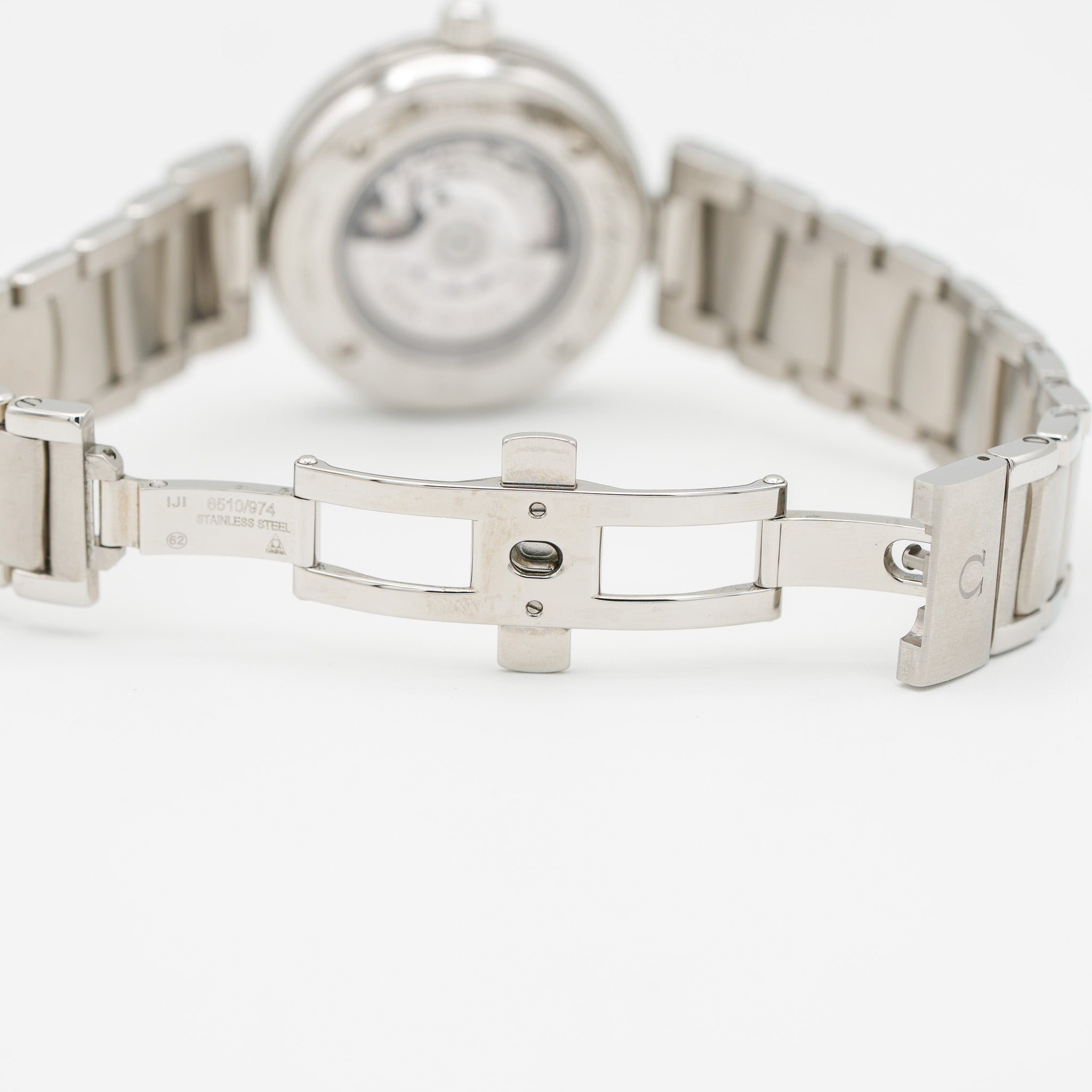 Omega 425.35.34.20.57.001 De Ville Ladymatic Co-Axial 34 mm Diamonds Watch clasp opened