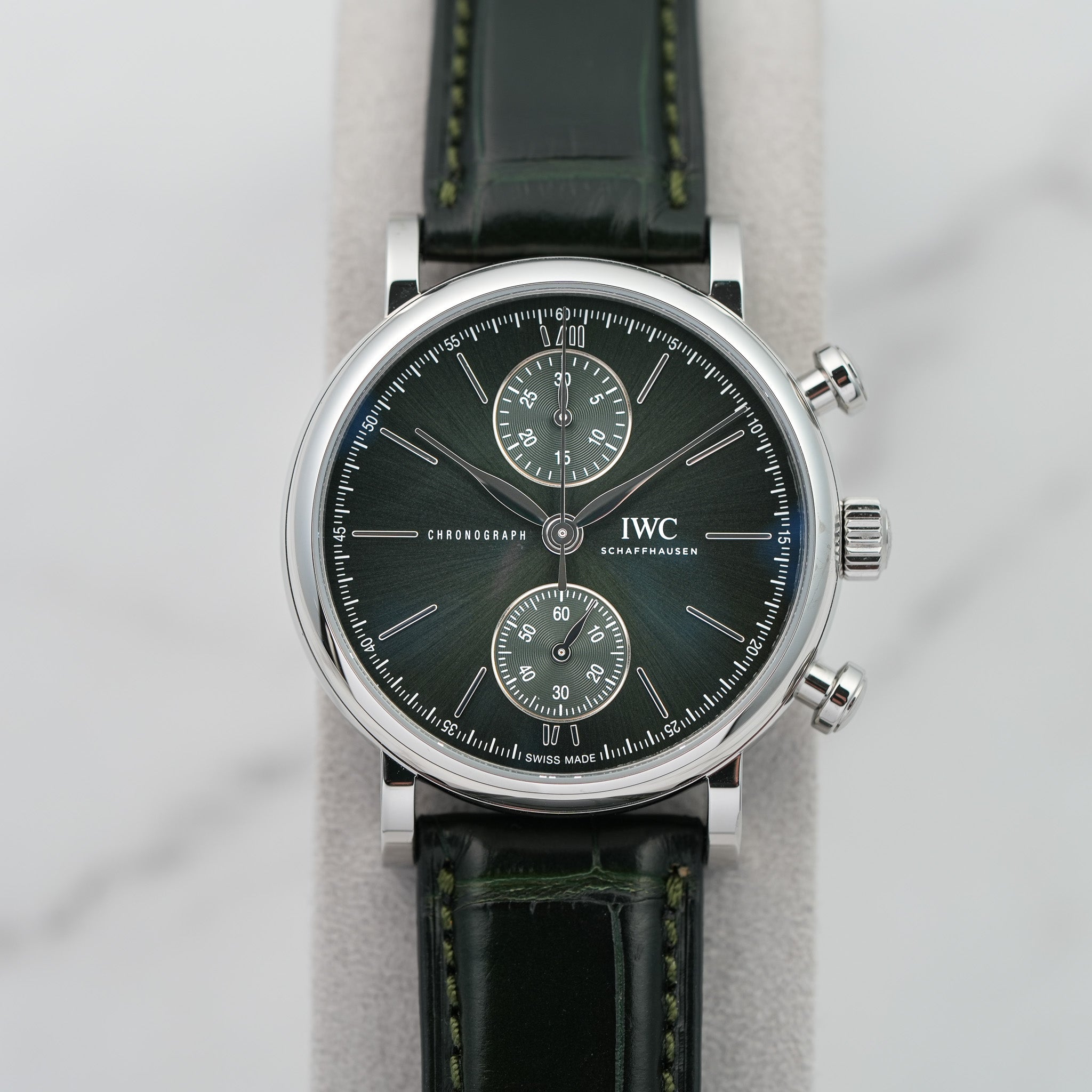 IWC IW391405 Portofino Chronograph 39 Green Dial Steel Watch dial