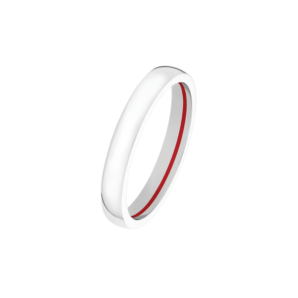 Hong Xian wedding band in platinum and red HyCeram®, width 3.0mm (3 mm Red Line) CRW30AAPTRH