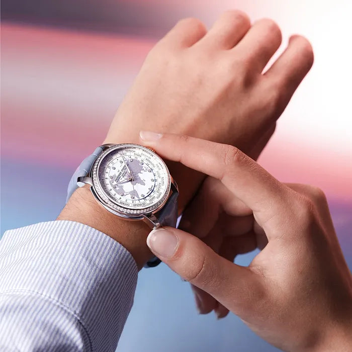 Frederique Constant Limited Edition Manufacture Classic Worldtimer Light Blue 40mm FC719LBWD3DH6 model wrist shot