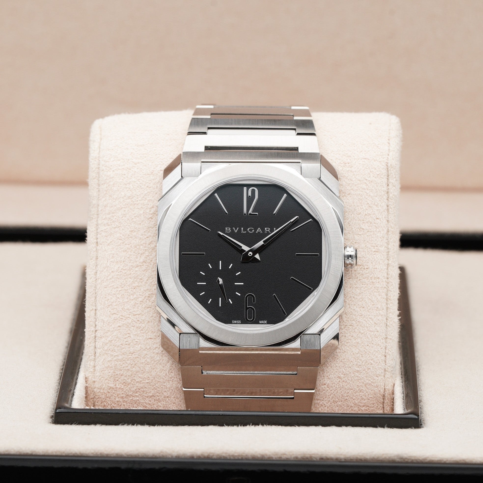 BVLGARI 103297 Bulgari Octo Finissimo Automatic Black Dial 40mm Stainless Steel Watch dial