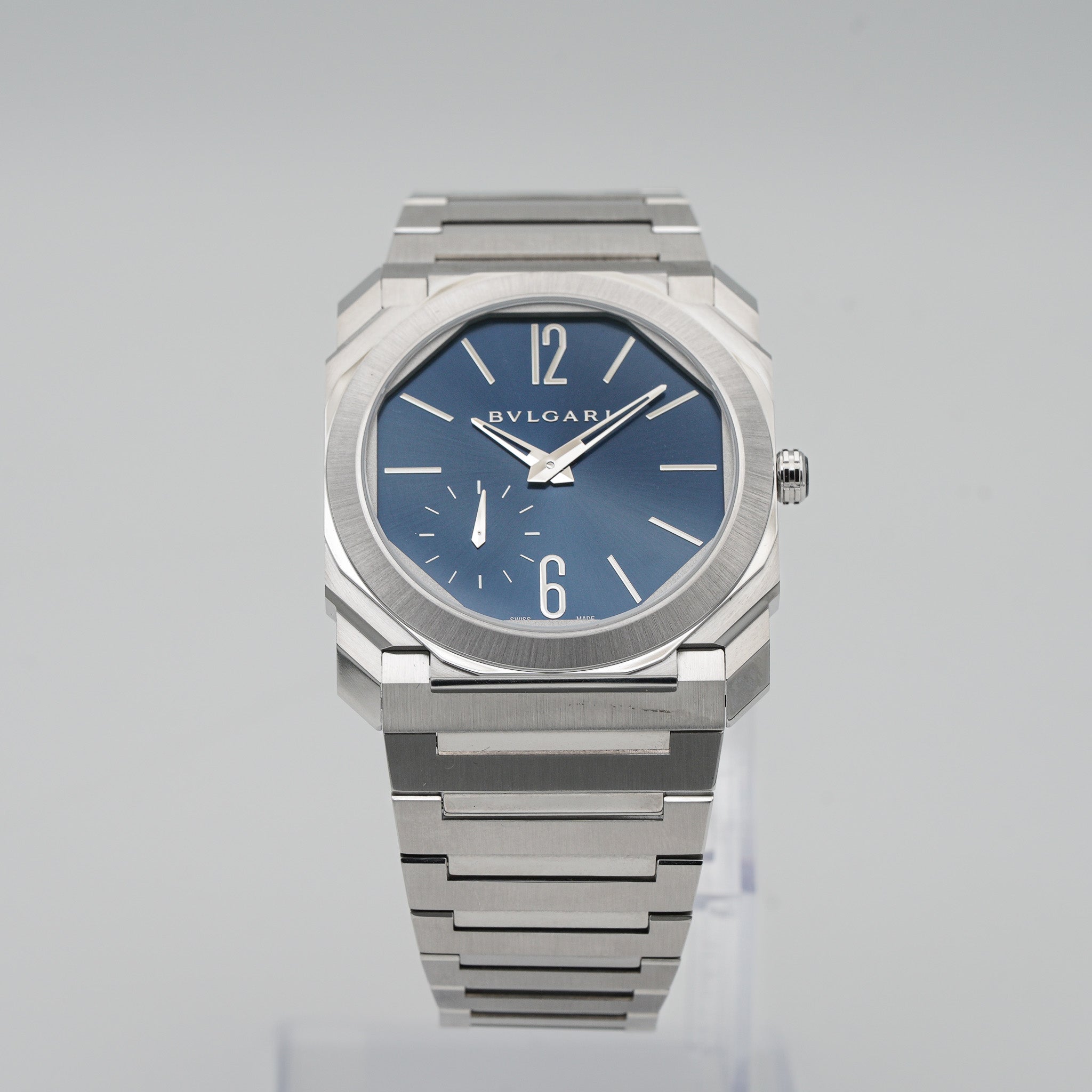 BVLGARI 103431 Bulgari Octo Finissimo Automatic Blue Dial Stainless Steel 40mm Watch bezel
