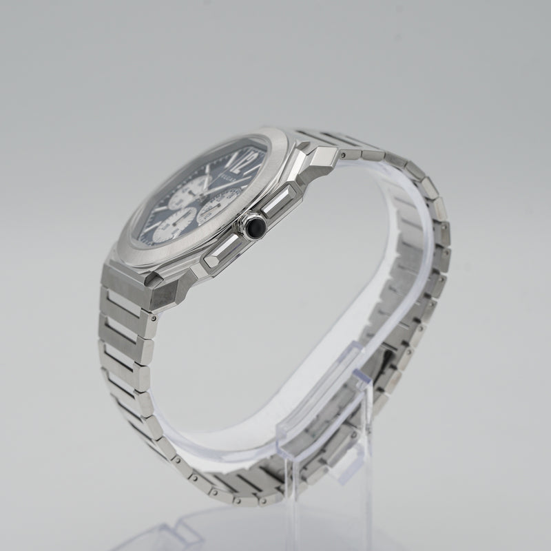BVLGARI 103467 Bulgari Octo Finissimo Chrono GMT Stainless Steel 43mm Watch crown side