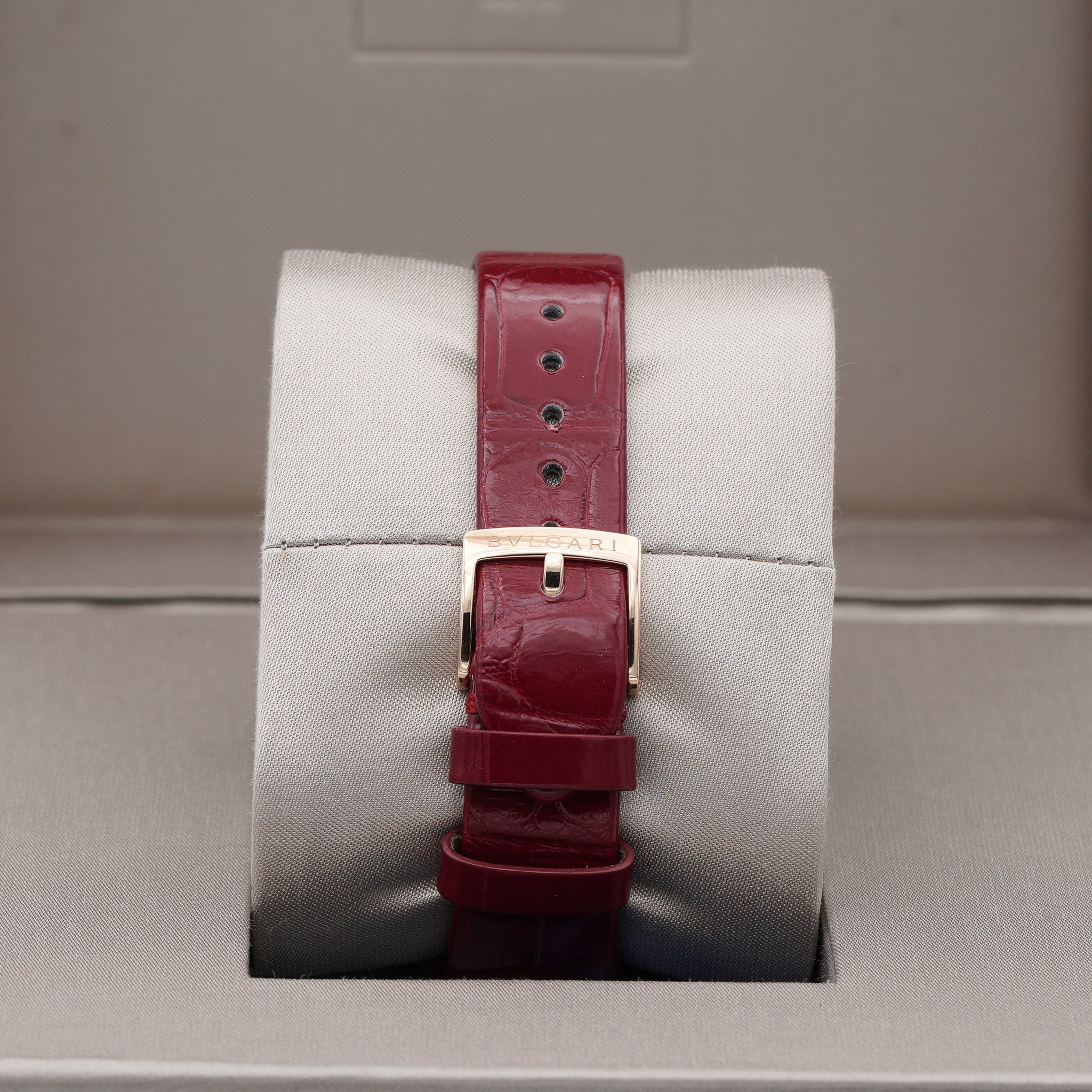 BVLGARI 102329 Bulgari Lvcea Automatic Diamond Rose Gold Red Strap 33mm Watch buckle