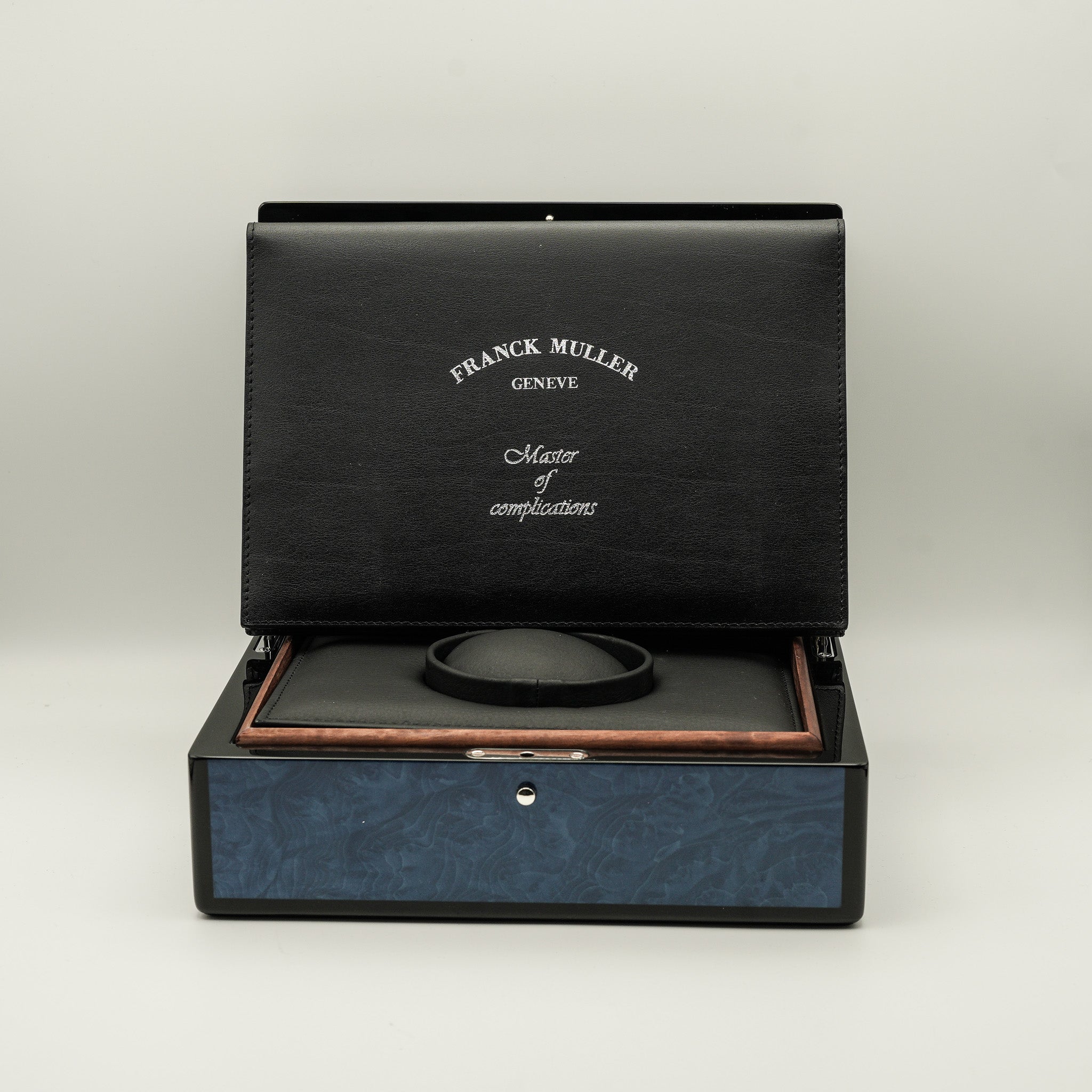 Franck Muller blue lacquered watch box mens documents