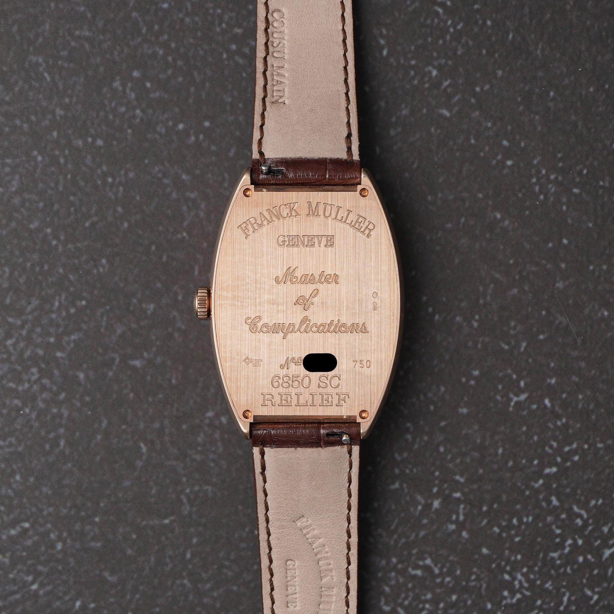 Franck Muller 6850SCREL5NE Cintree Curvex Automatic Date Rose Gold Watch caseback