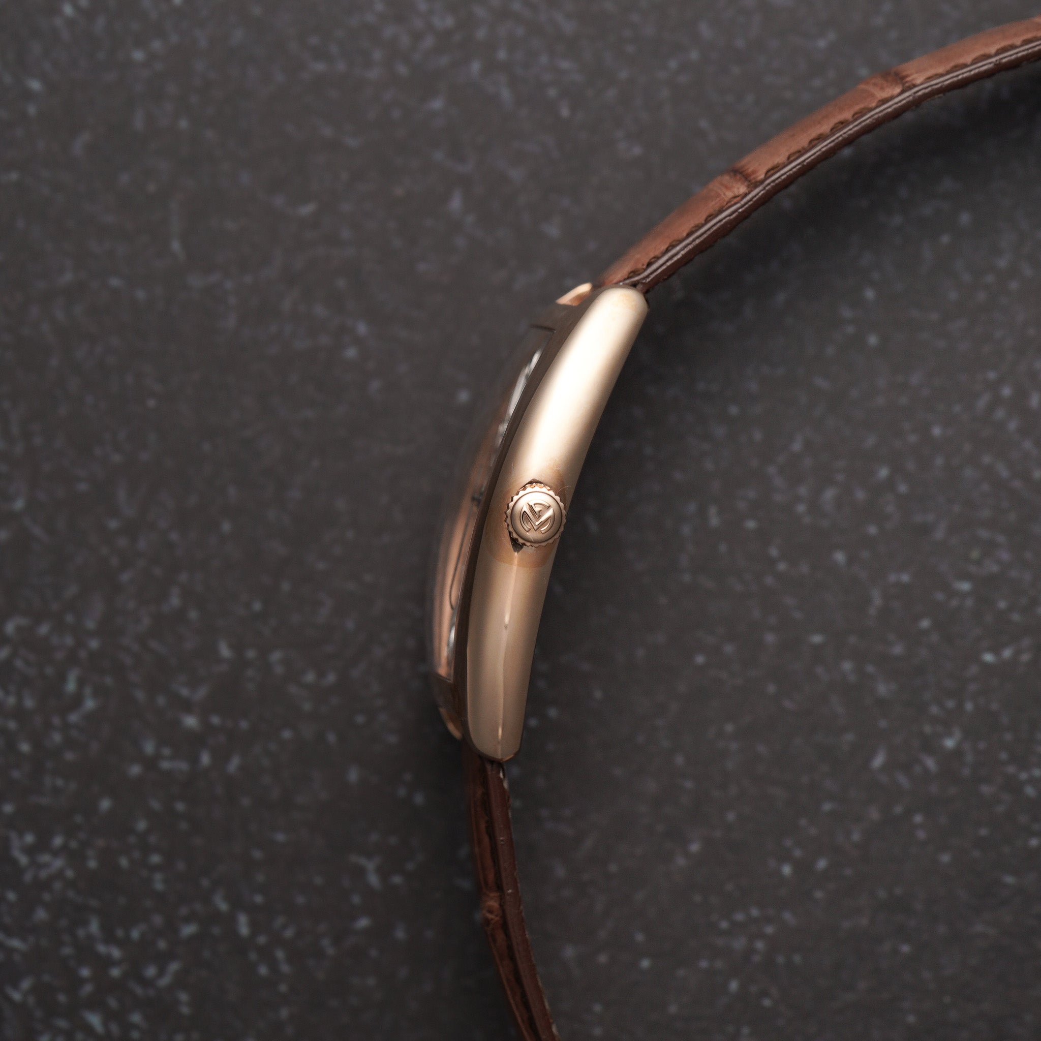 Franck Muller 6850SCREL5NE Cintree Curvex Automatic Date Rose Gold Watch crown