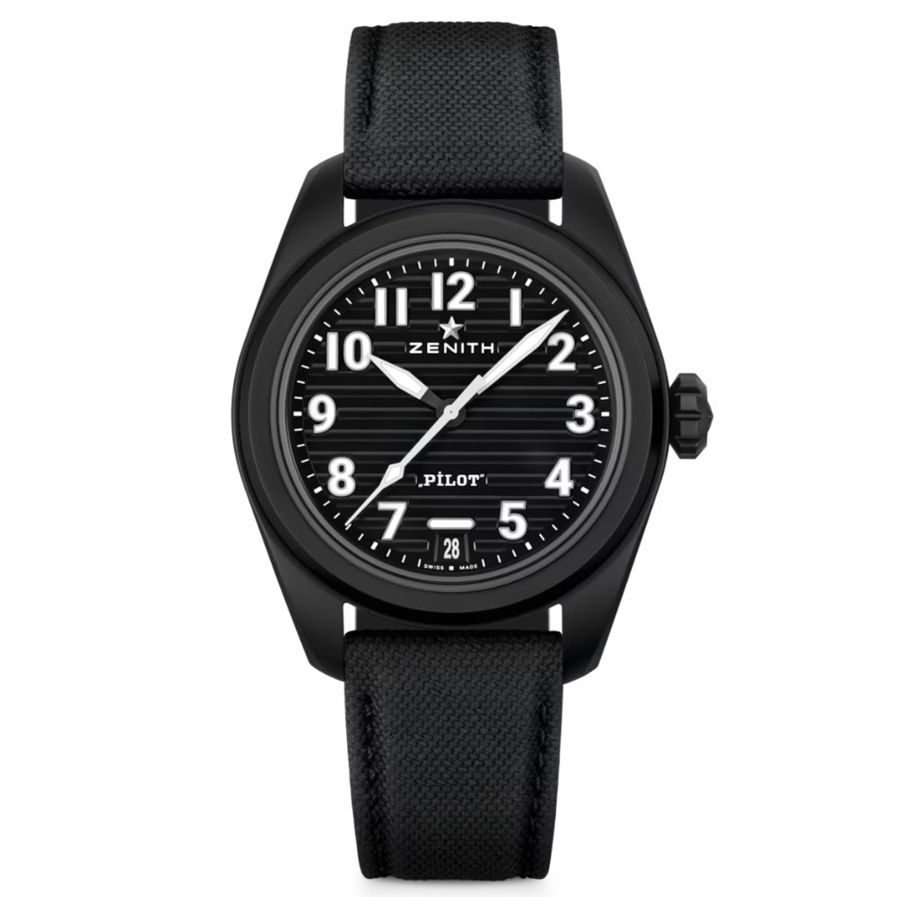 Zenith Pilot Automatic Black Ceramic 40mm 49.4000.3620/21.I001 front view