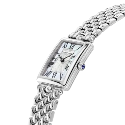 Frederique Constant Classics Art Deco Carree White Mother of Pearl Stainless Steel 28mm FC200MPW2AC6B side view