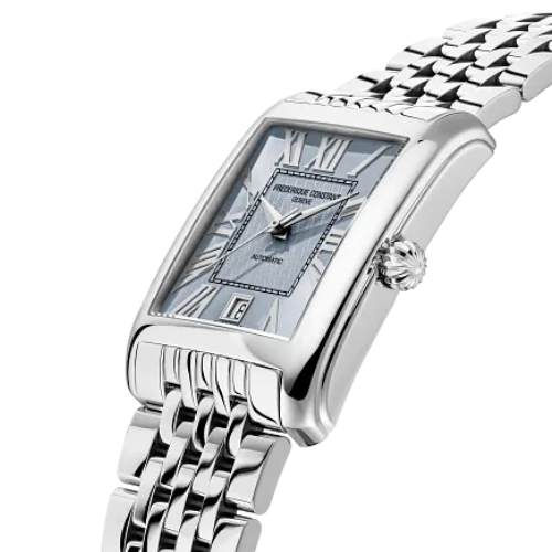 Frederique Constant Classics Carree Automatic Light Blue 42mm FC303RLB4C6B side angle view