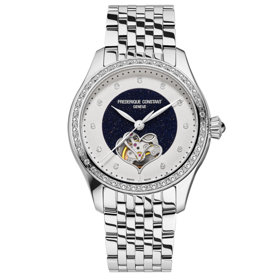 Frederique Constant Classics Ladies Double Heart Beat Blue Aventurine 36mm FC313AVD3BD6B front view