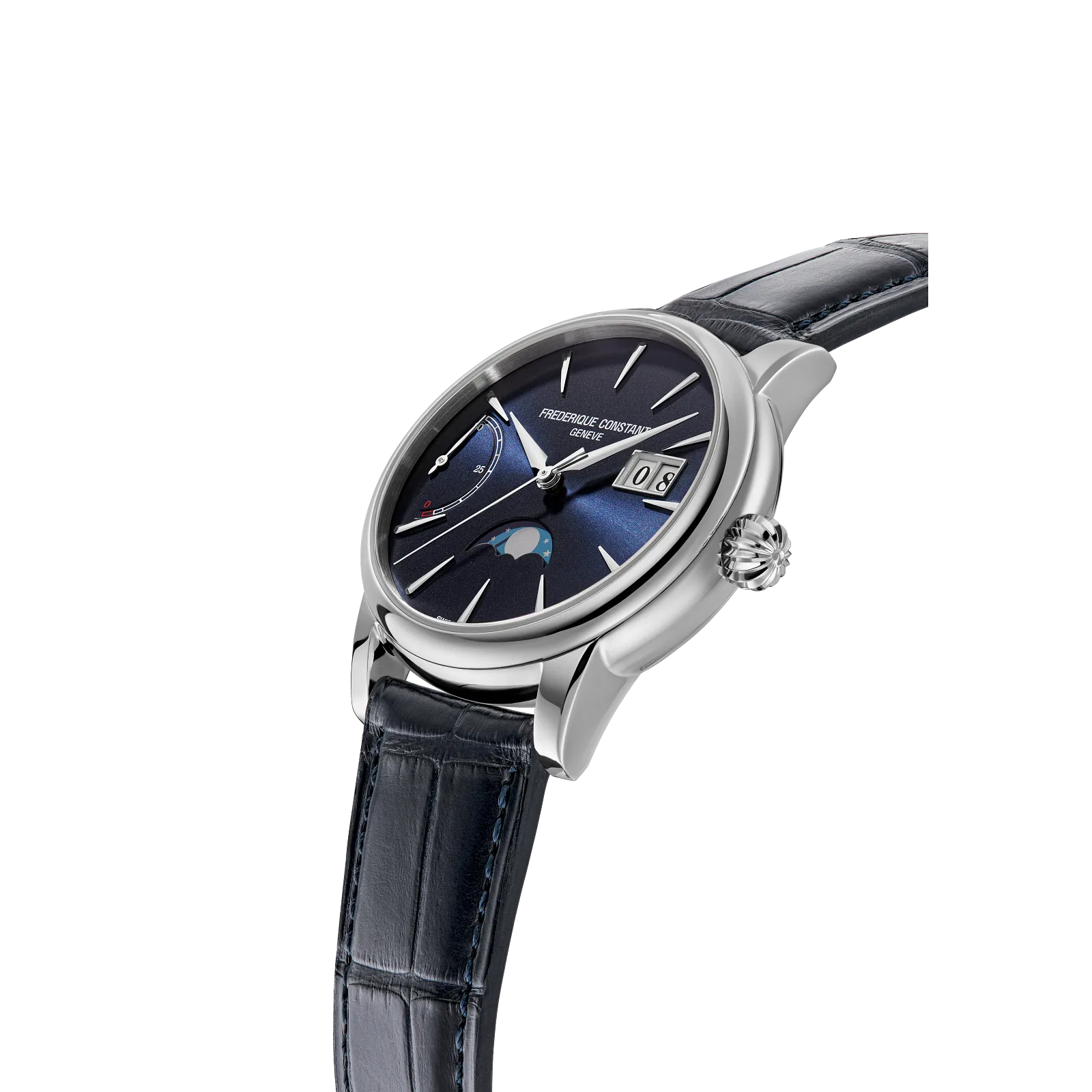 Exhibition caseback revealing the FC-735 Manufacture movement and openworked rotor.