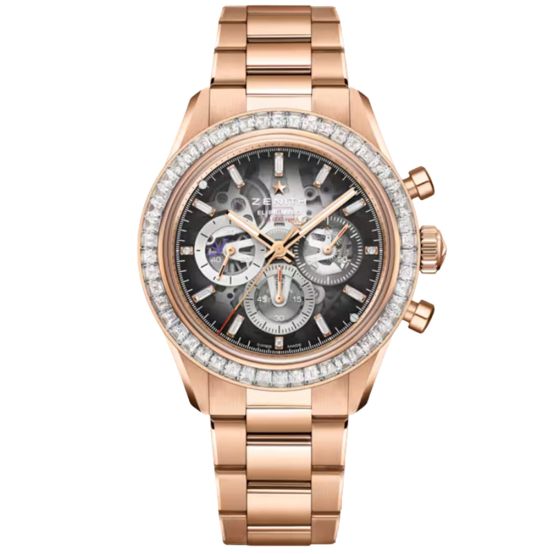 A high-precision titanium chronograph watch featuring a white textured panda dial.