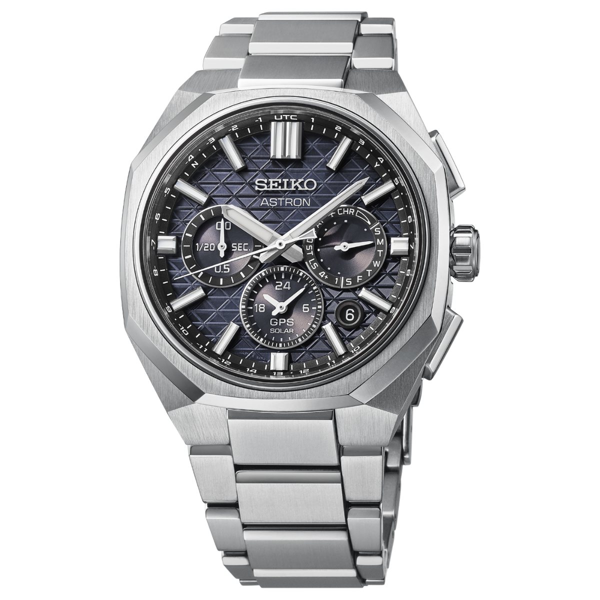 Seiko Astron GPS Solar Dual-Time Chronograph Black 43mm HAB002 front view
