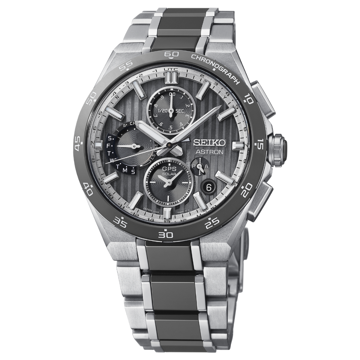 Seiko Astron GPS Solar Dual-Time Chronograph Gray 43mm HAB007 front view