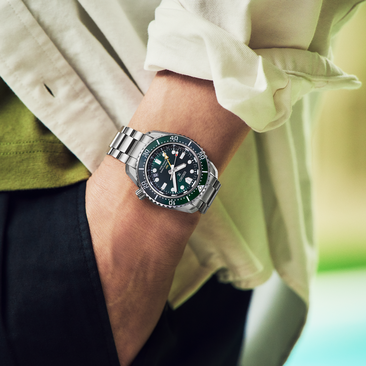 Seiko Prospex 1968 Heritage Diver’s GMT Emerald Green 42mm HBC001 Product Wrist Shot