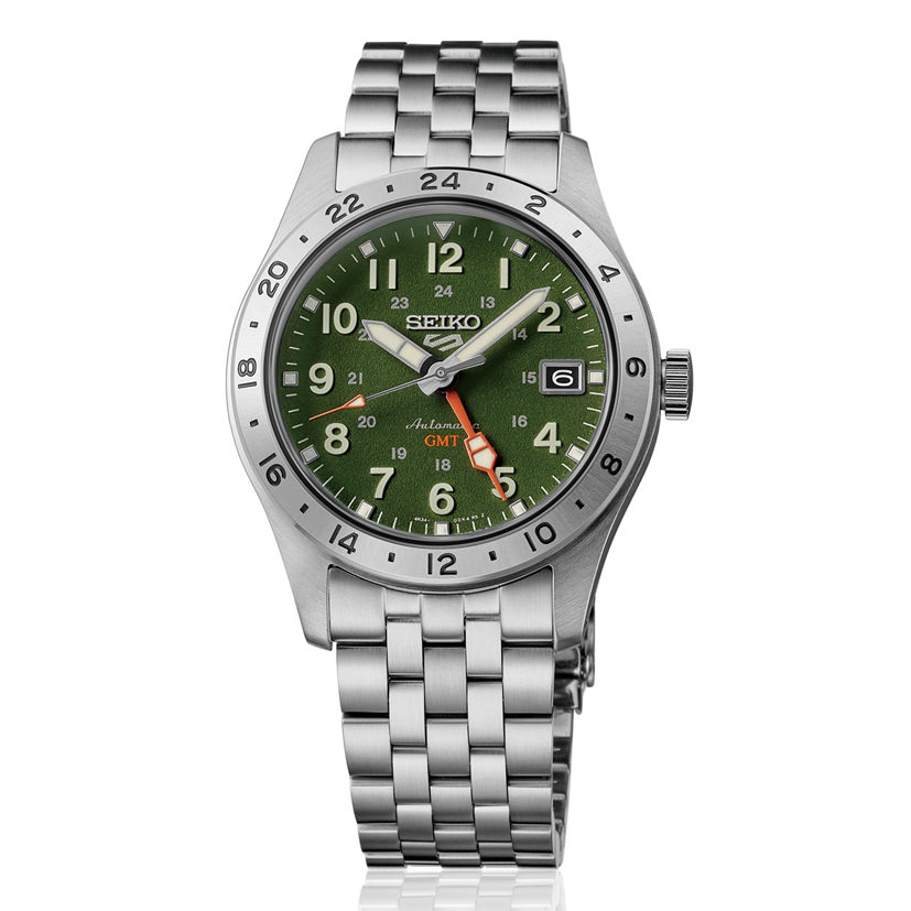 HDB001 Seiko 5 Automatic GMT Green Dial Soldier Shot 