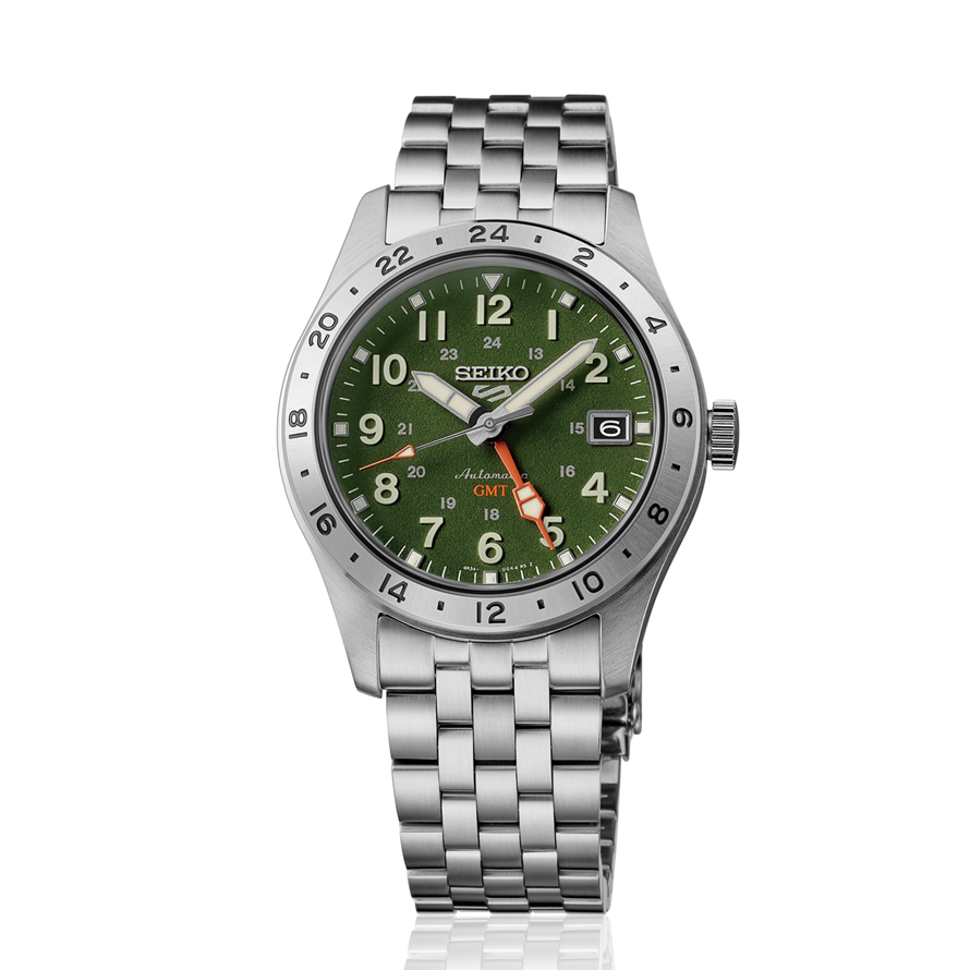 HDB001 Seiko 5 Automatic GMT Green Dial Soldier Shot 