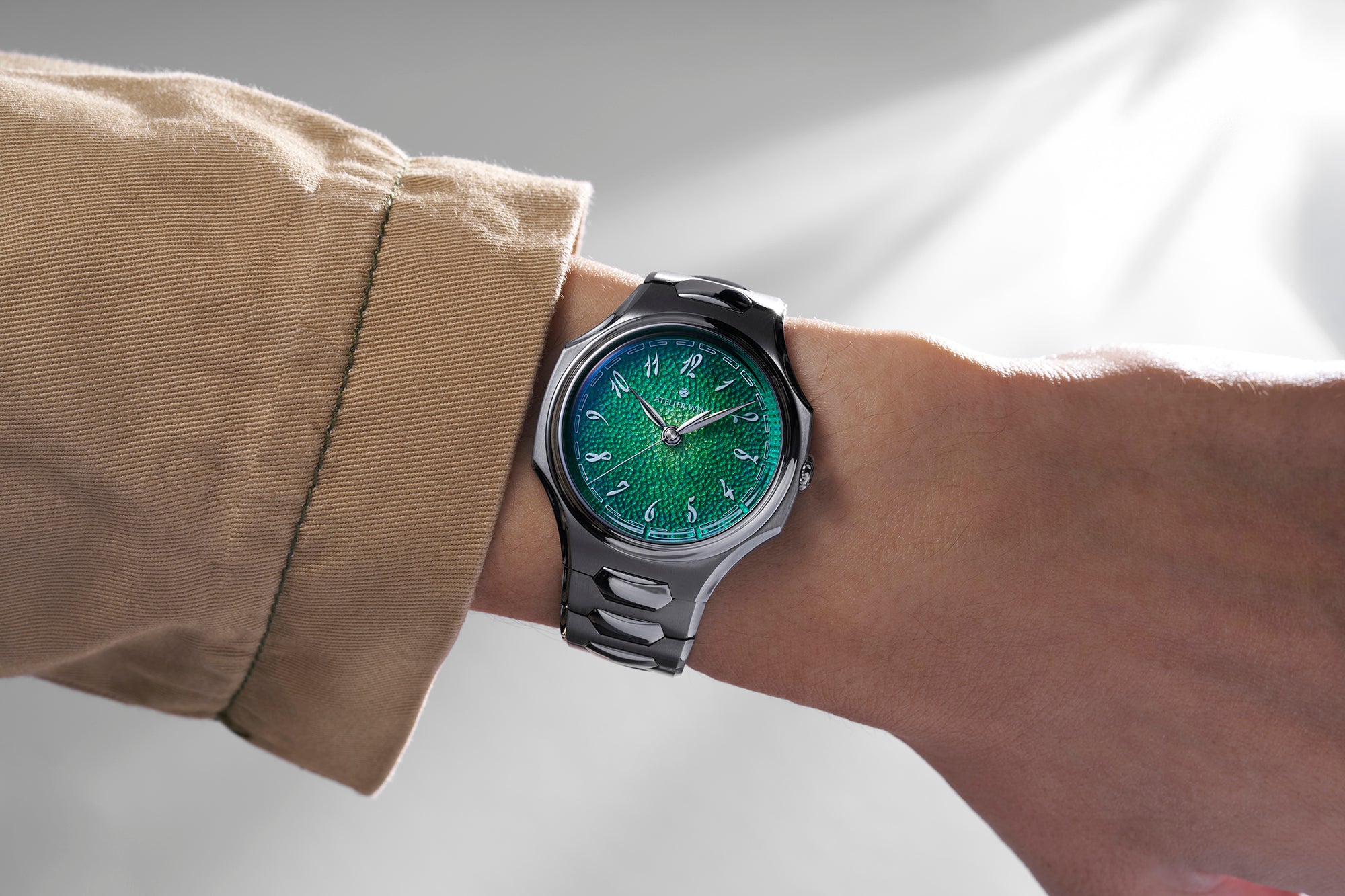 Wrist shot of Atelier Wen Inflection Green 幽 Yōu