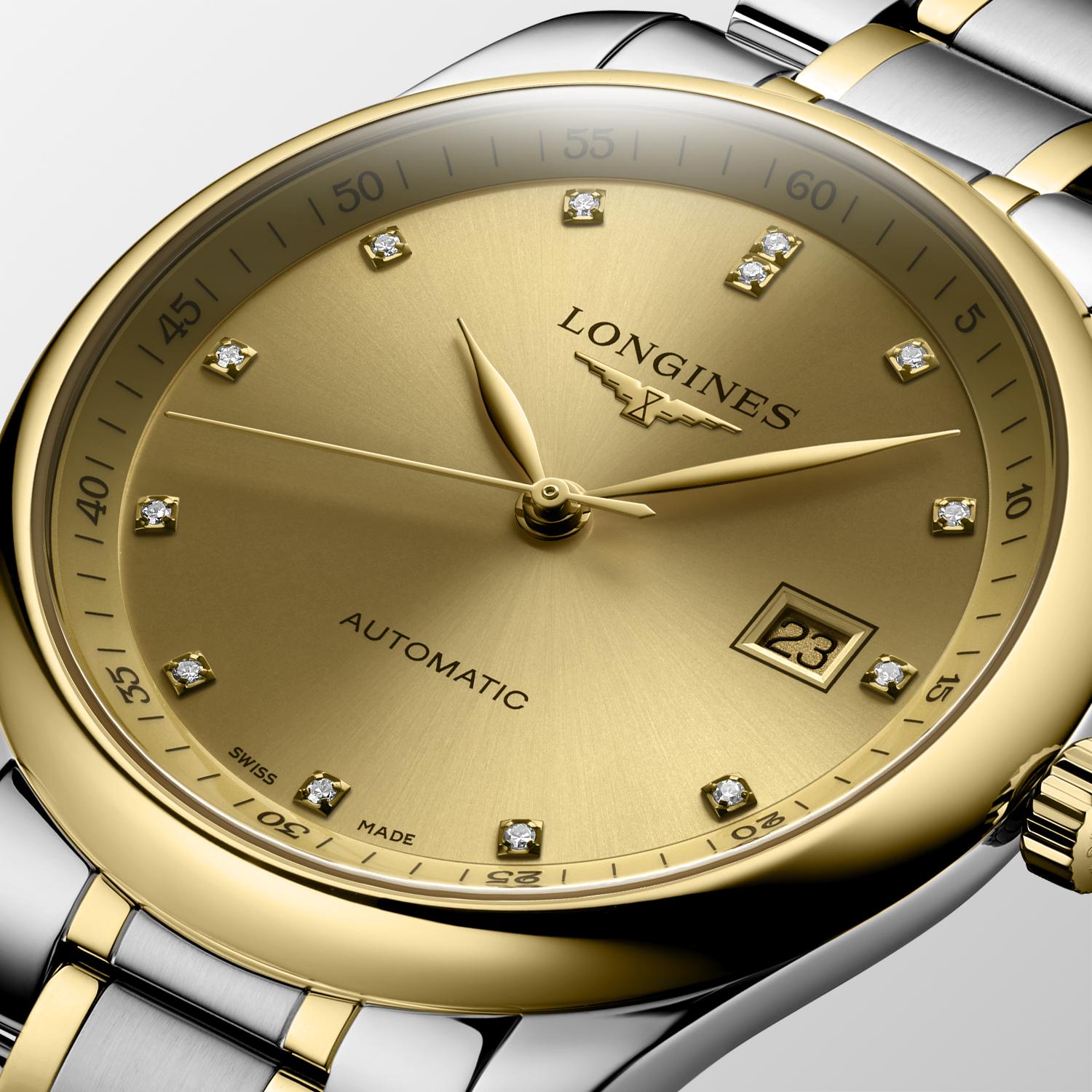 Dial View of Longines L2.793.5.37.7 Master Collection Automatic 40mm Champagne Dial 