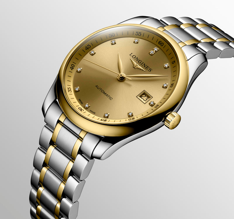 Angle View of Longines L2.793.5.37.7 Master Collection Automatic 40mm Champagne Dial 