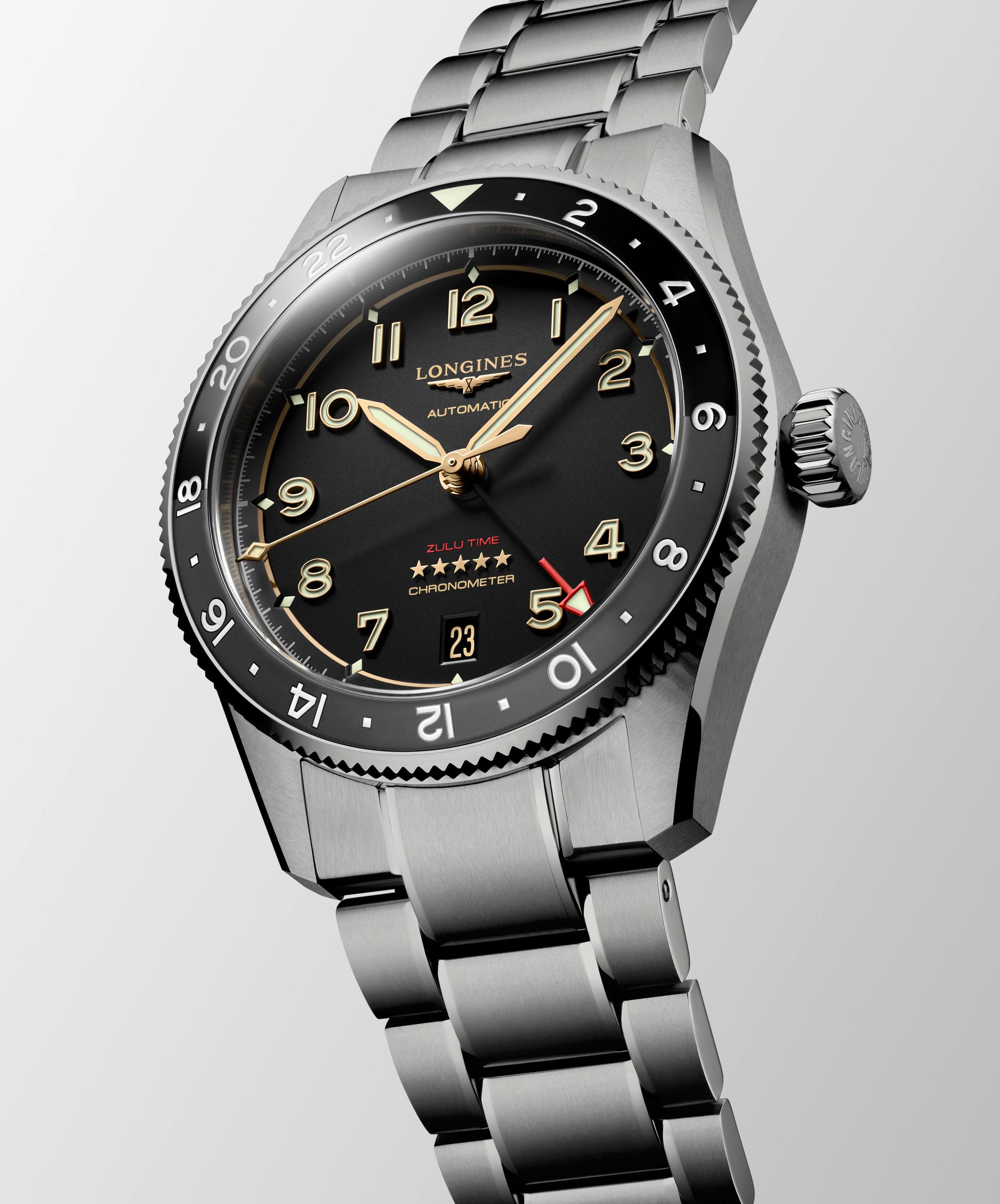 Longines L38021536 Spirit Zulu Time Titanium Anthracite Dial Watch
