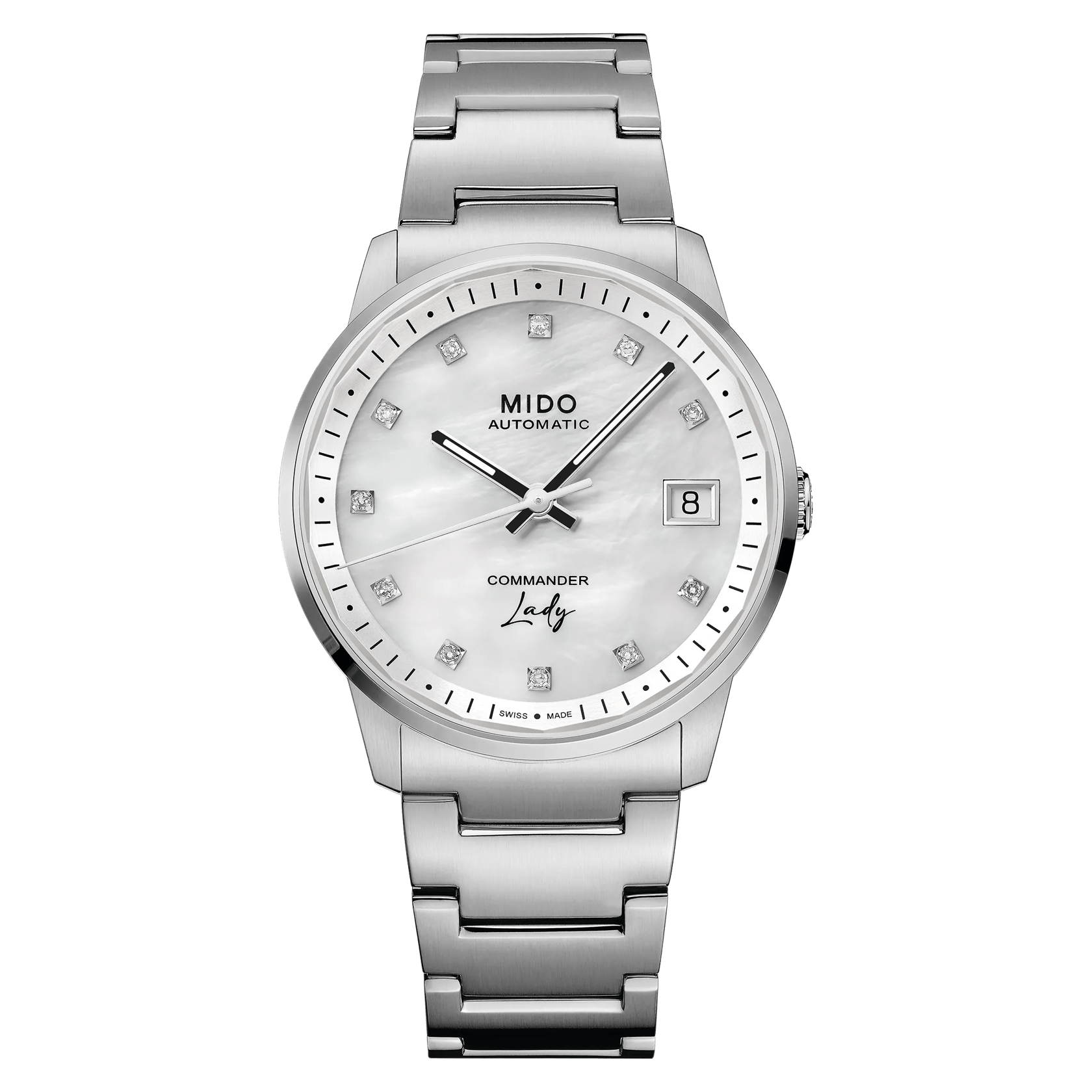 MIDO Commander Lady Mother of Pearl Dial with Diamonds - Stainless Steel Watch - 35mm - M0212071110600
