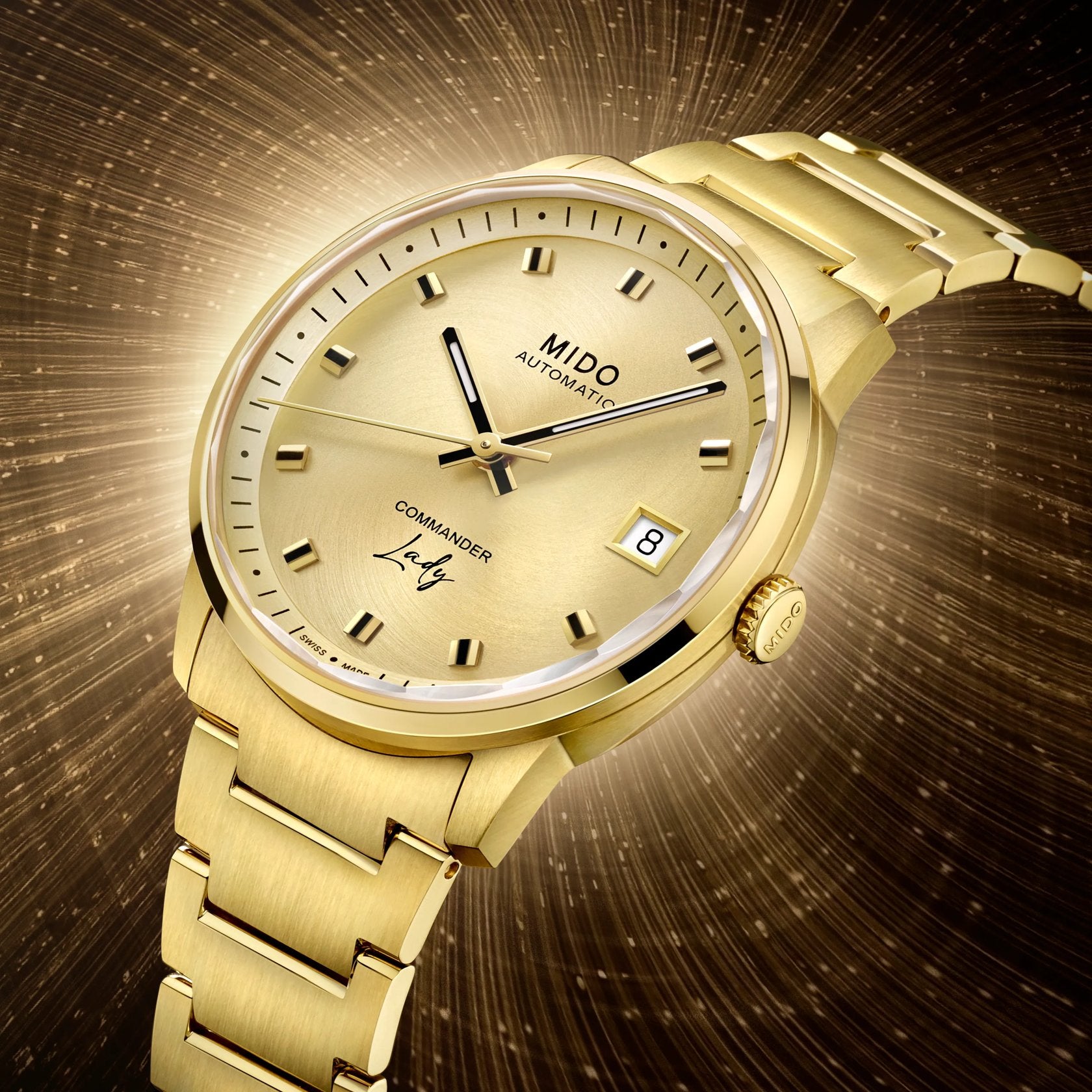 MIDO Commander Lady Champagne Yellow Gold Tone 35mm M0212073302100