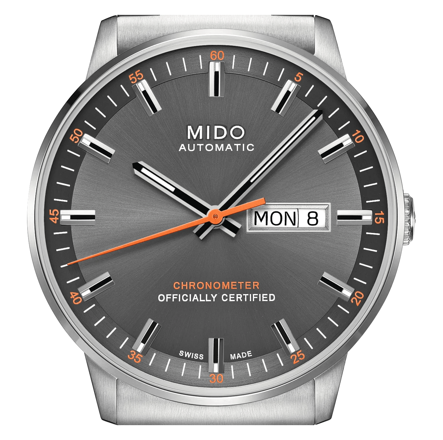 MIDO Commander Chronometer Anthracite and Orange Dial Stainless Steel Watch - 40mm - M0214311106101