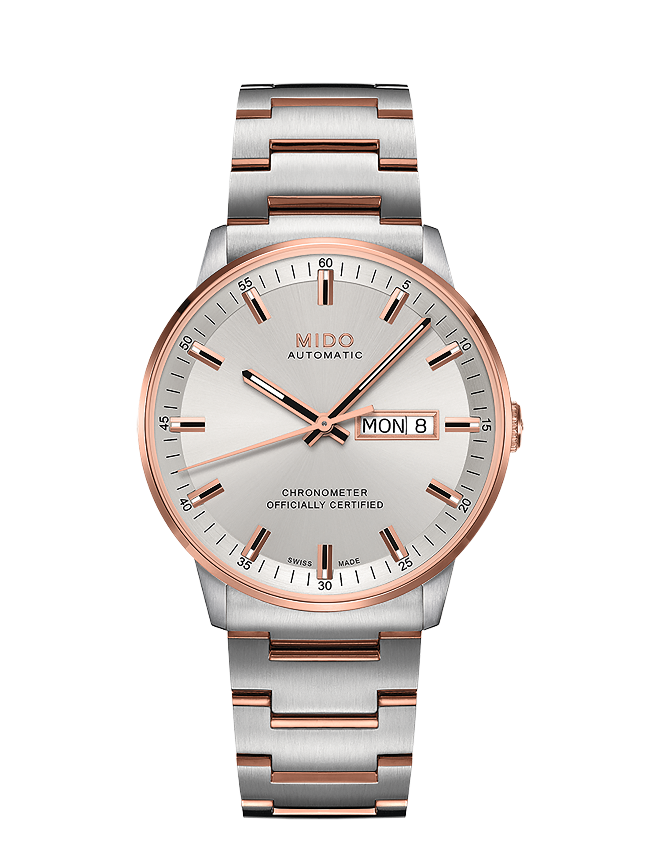 MIDO Commander Chronometer Silver Dial - Rose Gold-Tone Stainless Steel Watch - 40mm - M0214312203100