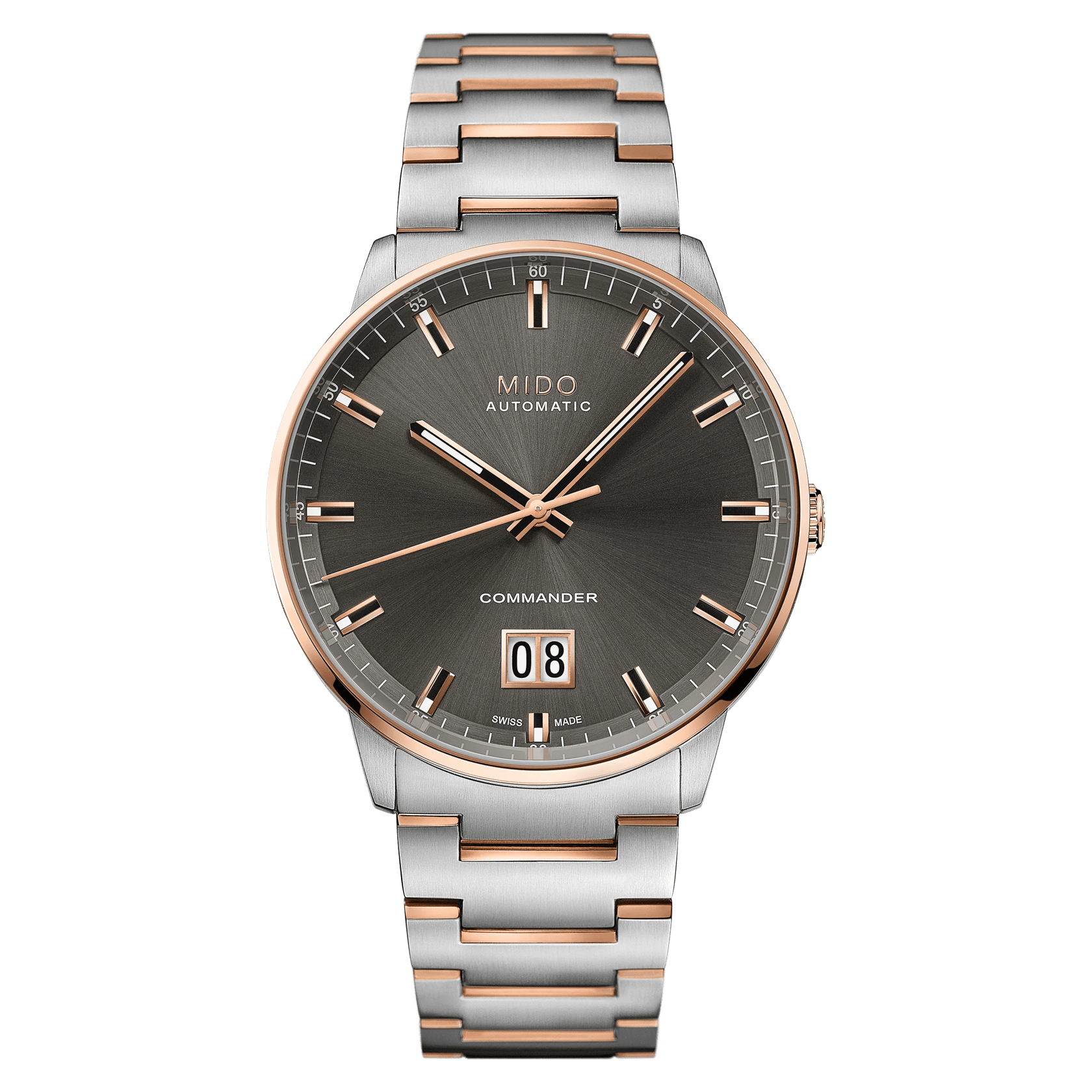 MIDO Commander Big Date Anthracite Dial - Rose Gold-Tone and Stainless Steel Two-Tone Watch - 42mm - M0216262206100