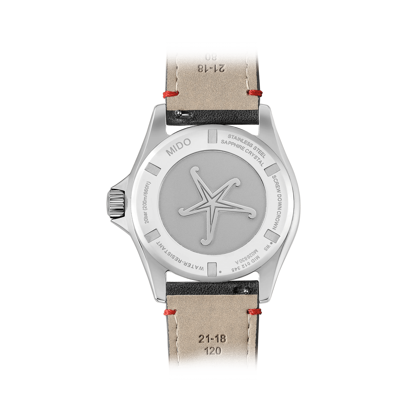 Back VIew - Mido Ocean Star Worldtimer Chequered Dial Black PVD Stainless Steel 40.5mm - M0268301603000