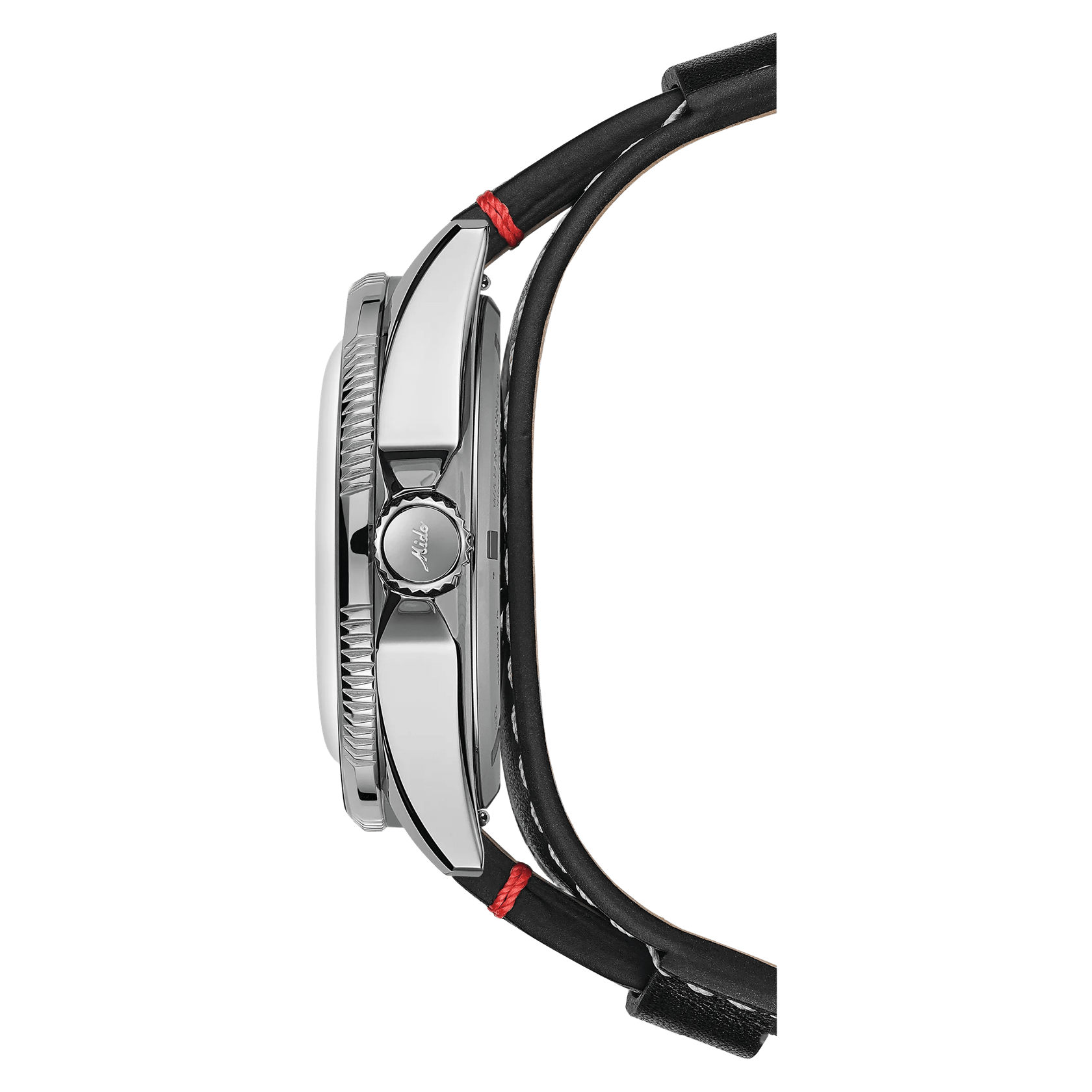 Side View - Mido Ocean Star Worldtimer Chequered Dial Black PVD Stainless Steel 40.5mm - M0268301603000