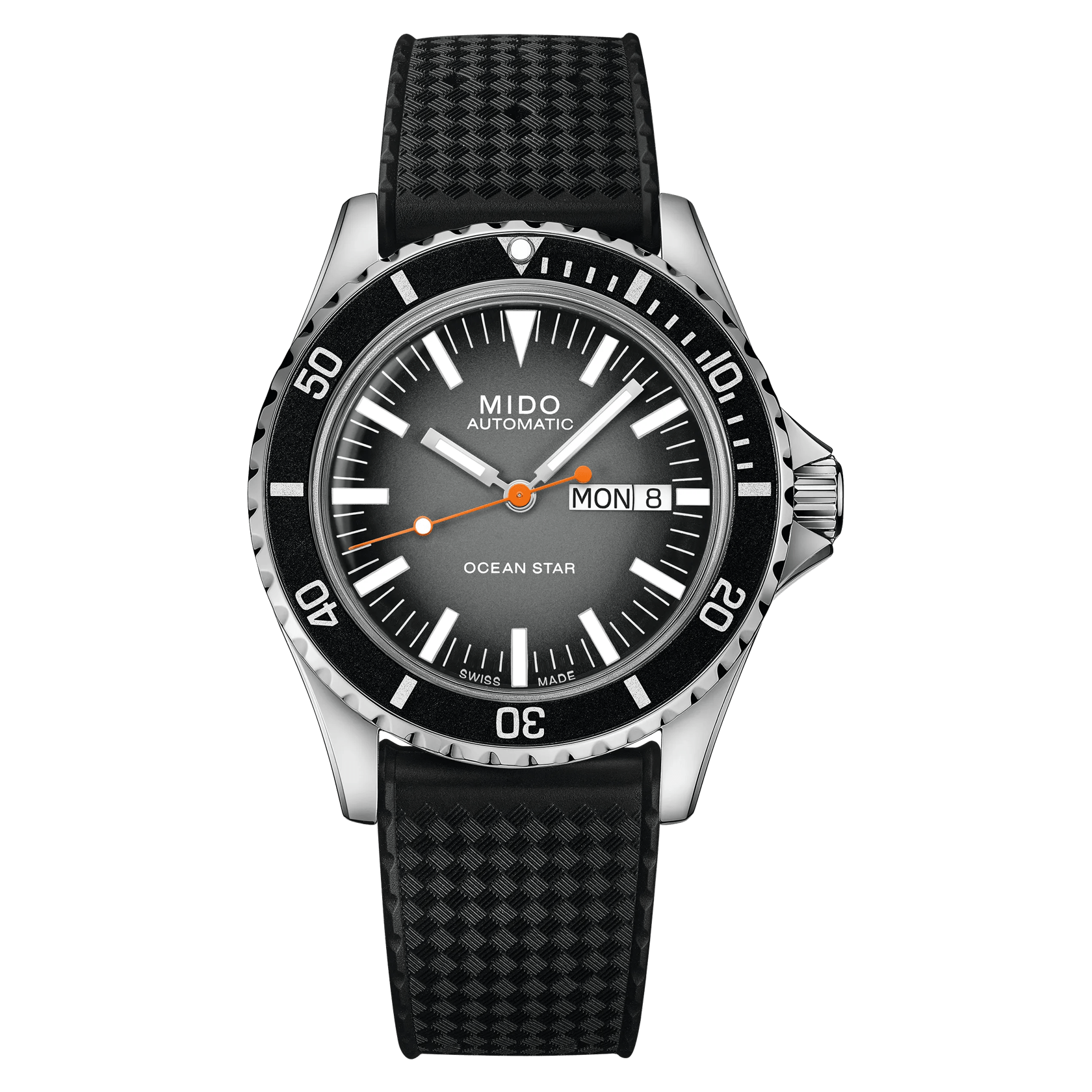 MIDO Ocean Star Tribute Grey Gradient Dial Stainless Steel Watch Black Rubber Strap - 40.5mm - M0268301708100