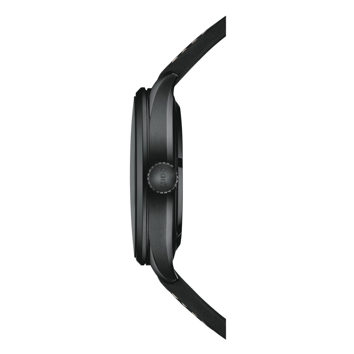 Side View of MIDO Multifort Chronometer 1 Black PVD Fabric Strap 40mm M0384313705100