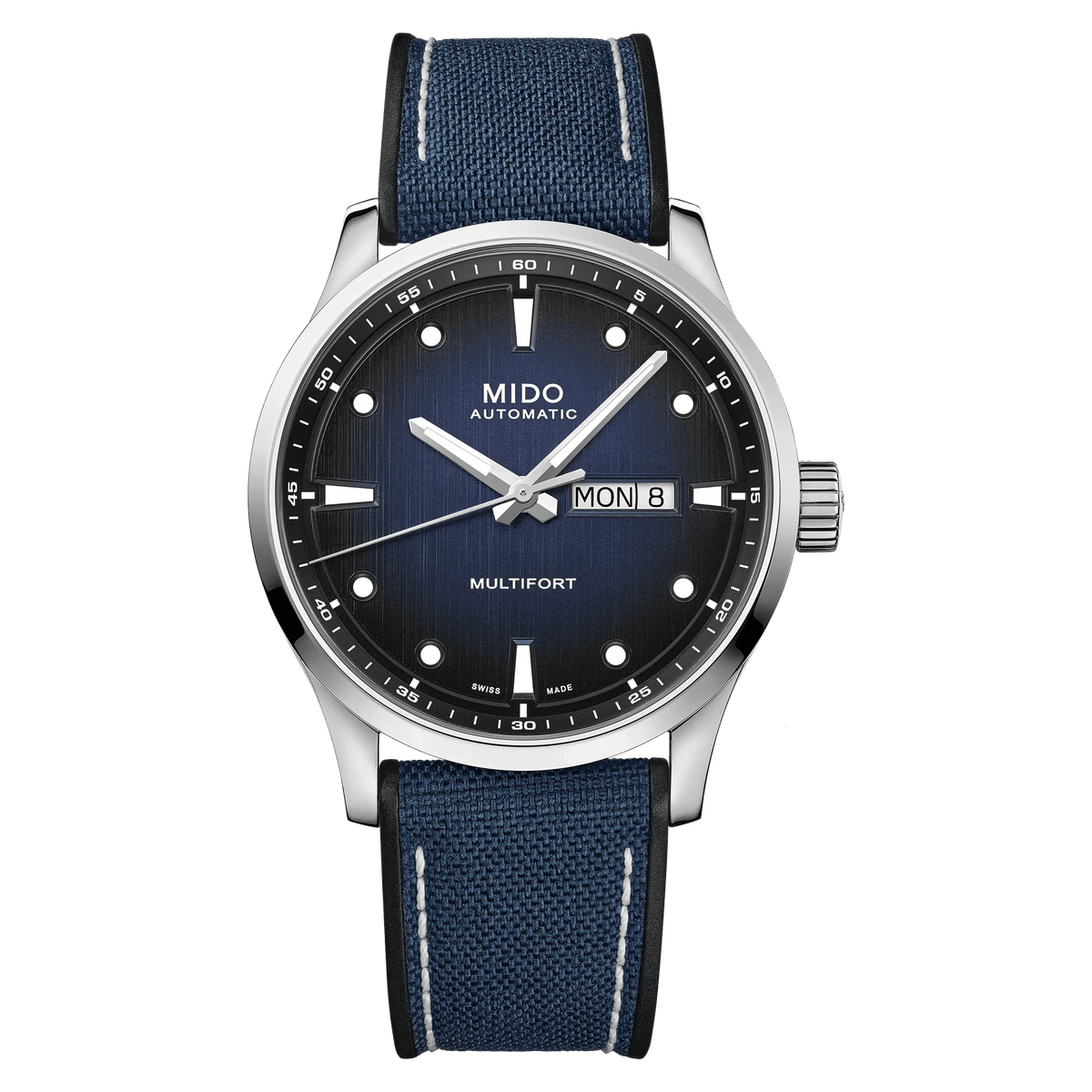 Mido Multifort M Blue Dial Stainless Steel Blue Fabric Strap 42mm