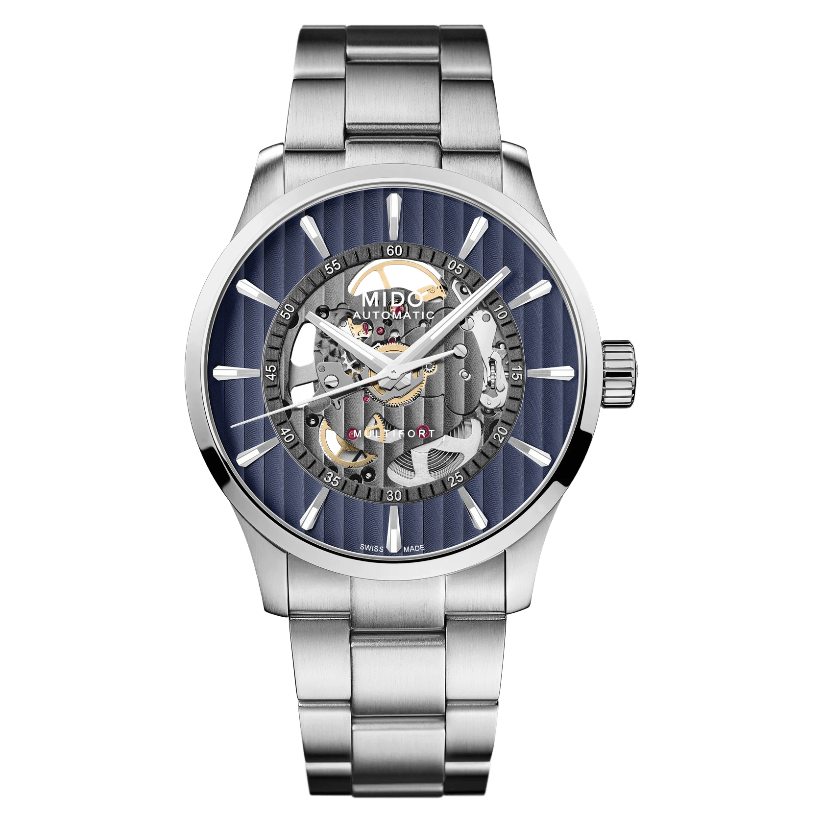 MIDO Multifort Skeleton Vertigo Blue Dial, Stainless Steel Watch - 42mm -M0384361104100